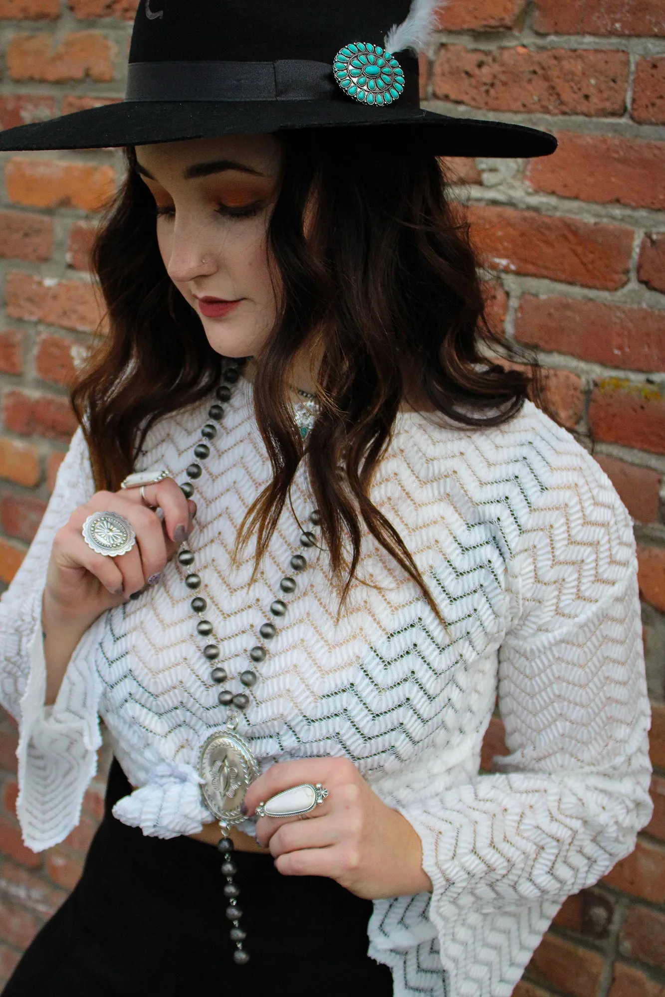 Bell sleeve white blouse