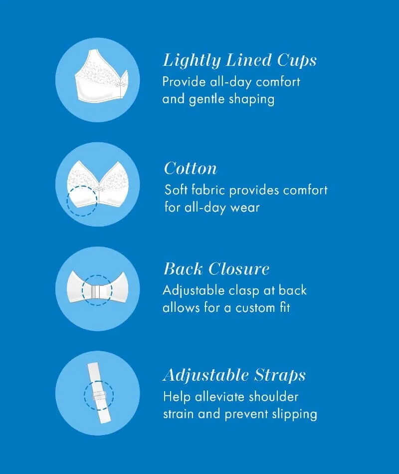 Bestform Floral Trim Wire-Free Cotton Bra With Lightly Lined Cups - White