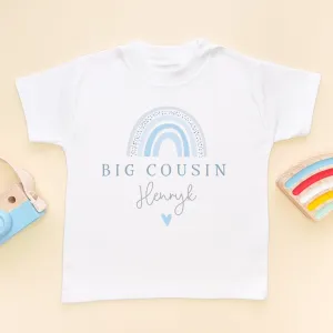Big Cousin Blue Boho Rainbow Personalised Toddler & Kids T Shirt