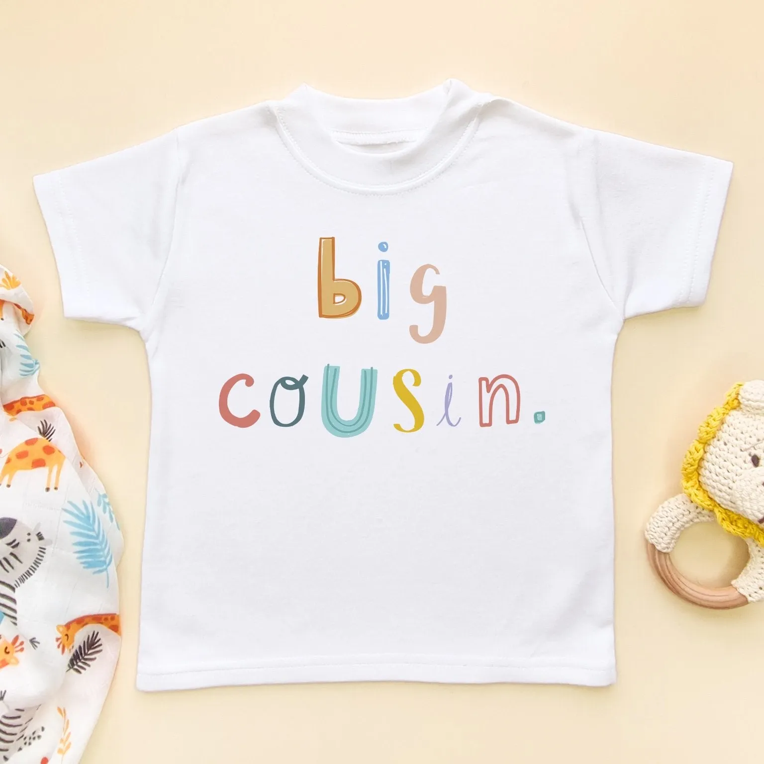 Big Cousin Colorful Letters Toddler & Kids T Shirt