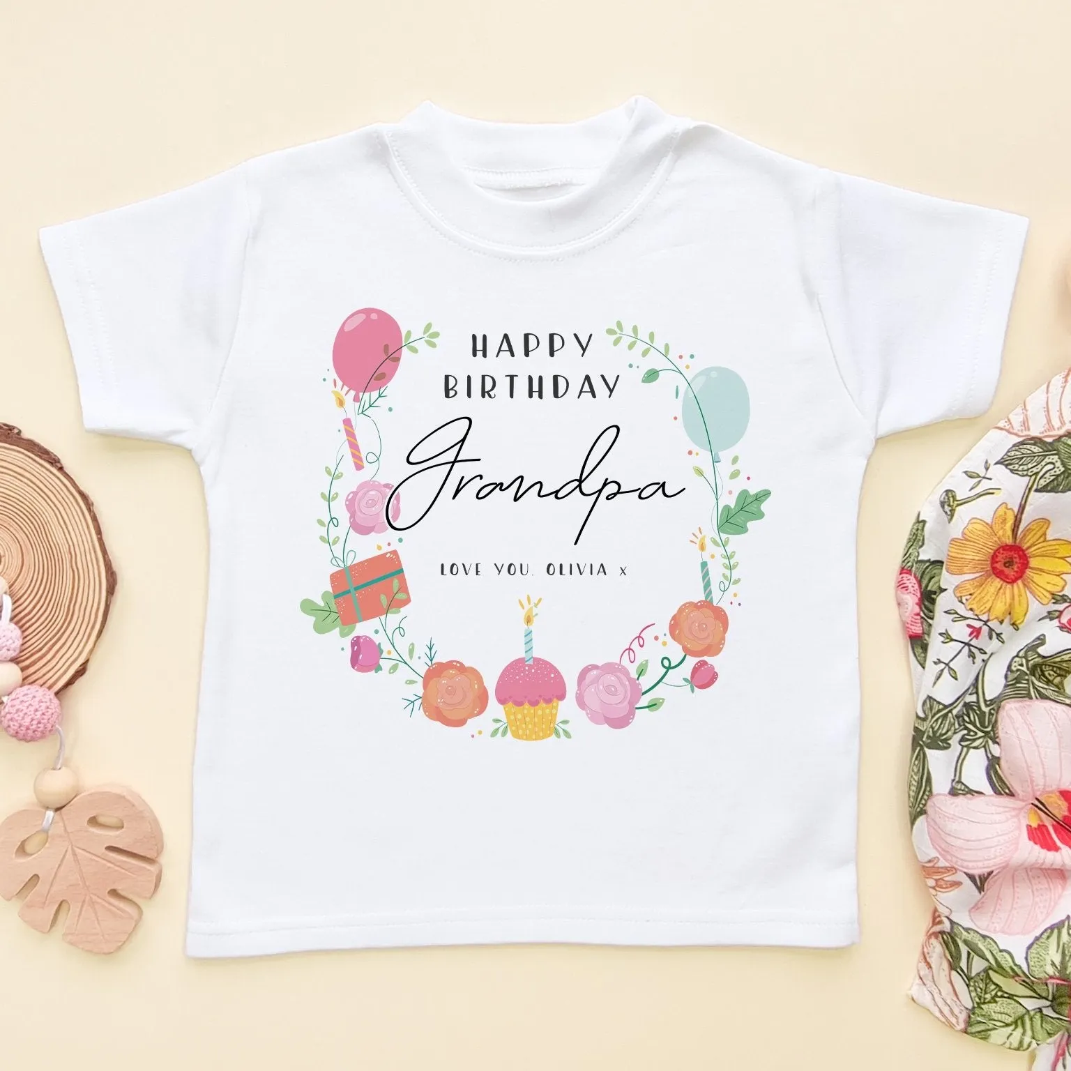 Birthday Message for Grandpa Personalised Toddler & Kids T Shirt