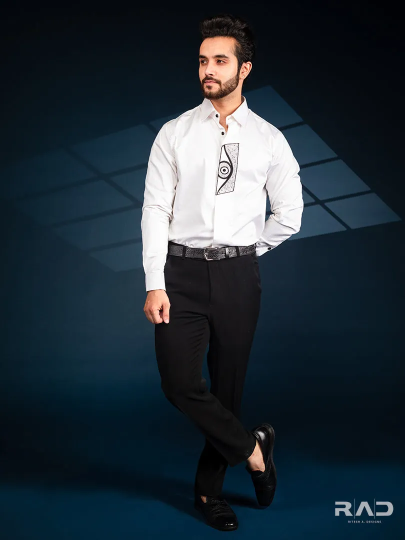 Black Eye Placket White Shirt
