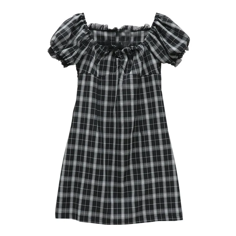 Black plaid dress KF81490