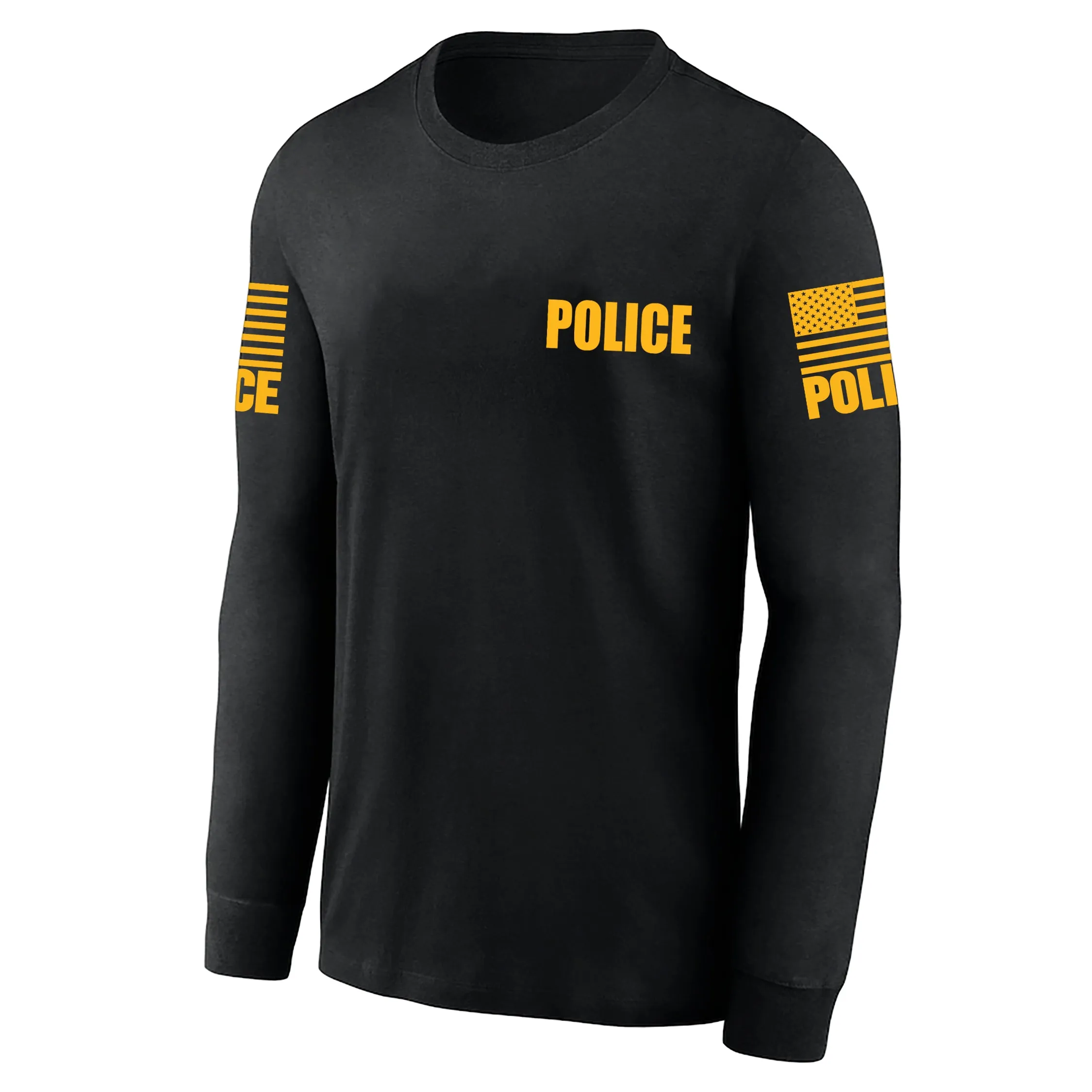 Black Police Men's Shirt - Long Sleeve (Golden Yellow)