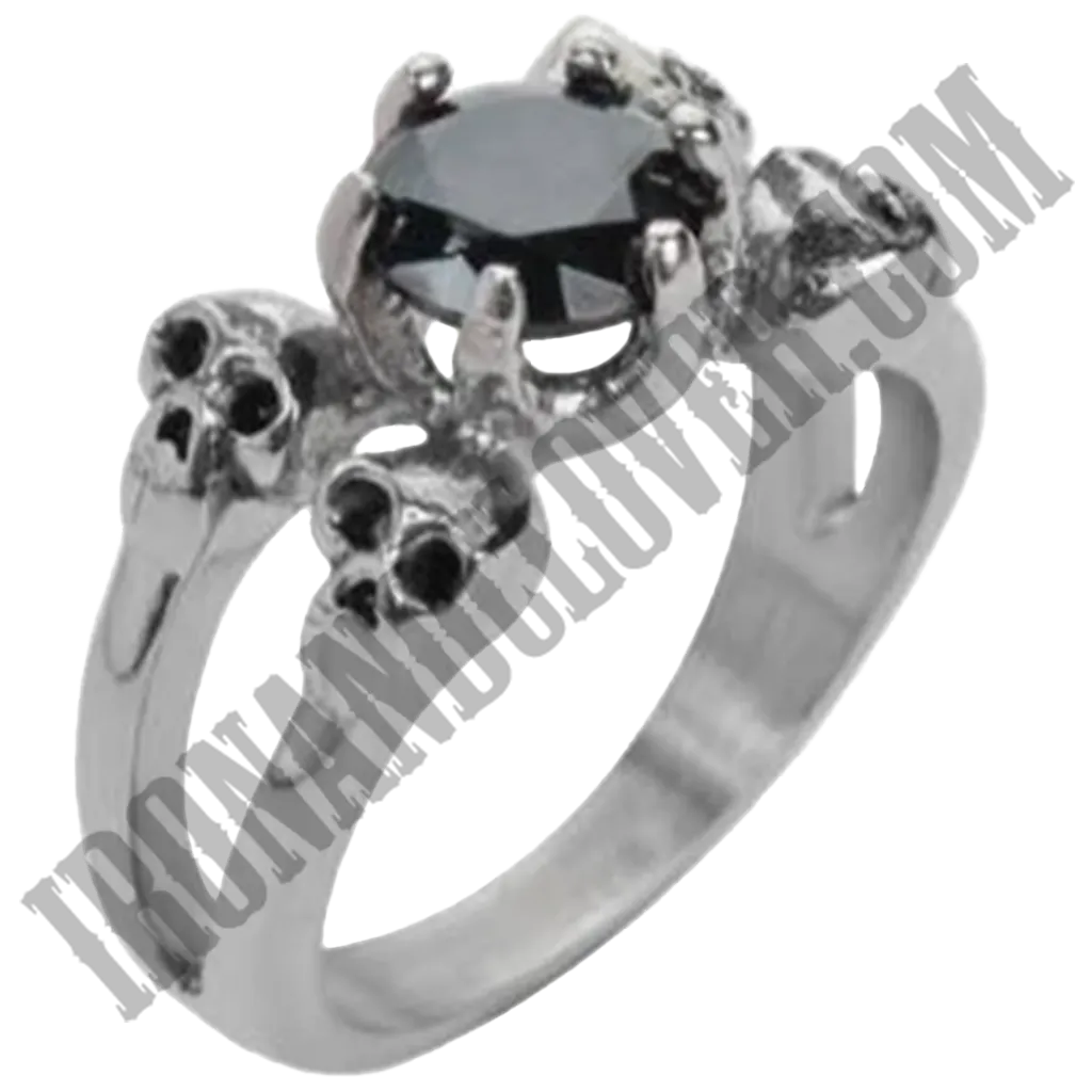 Black Solitaire Skull Ring