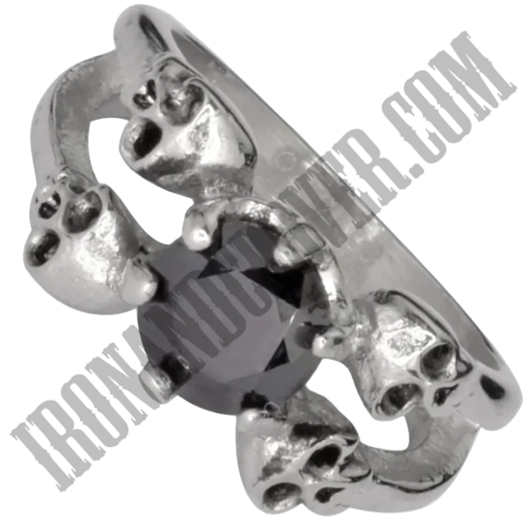 Black Solitaire Skull Ring
