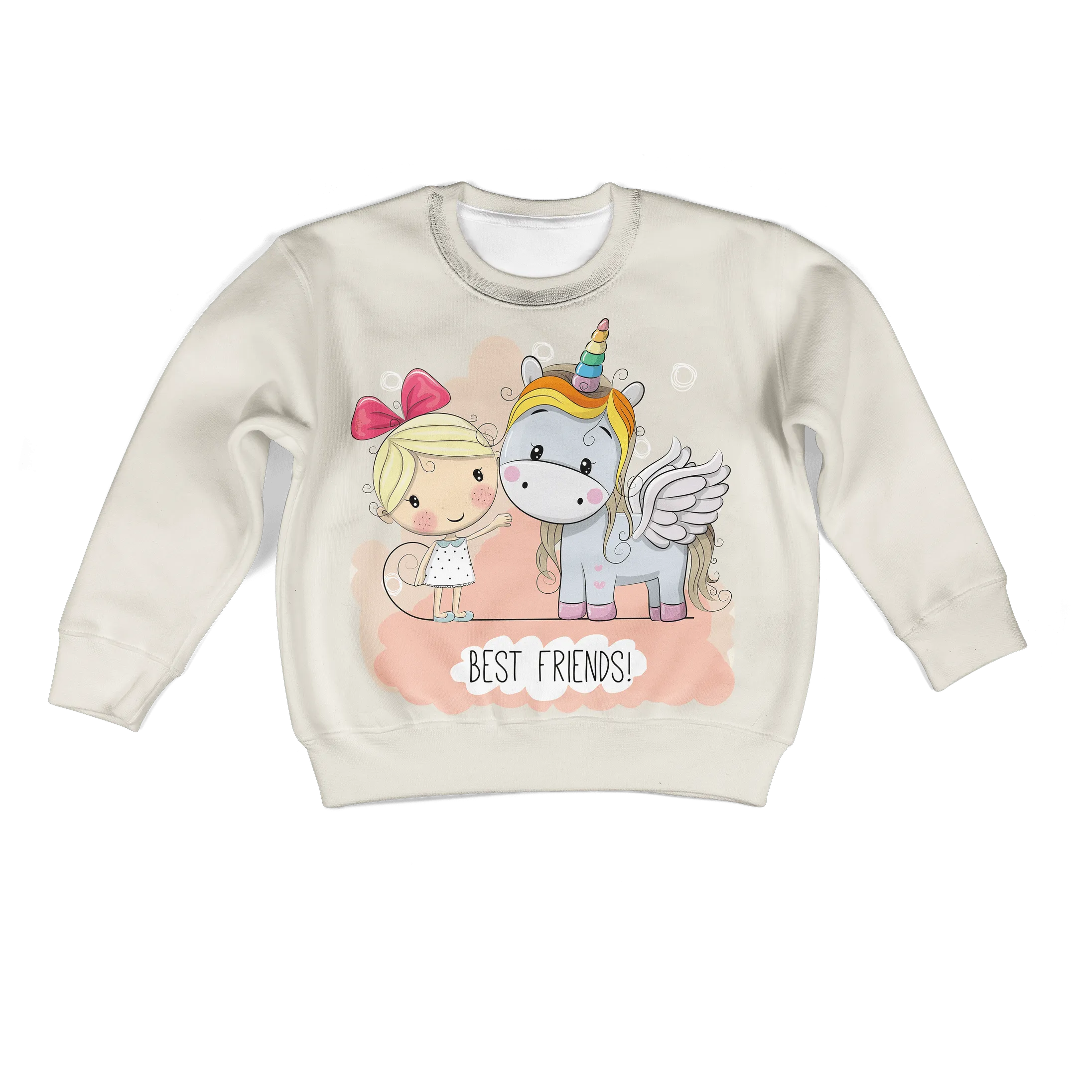 Blonde Girl And Unicorn Are Best Friends Custom Cosplay Kid Hoodie