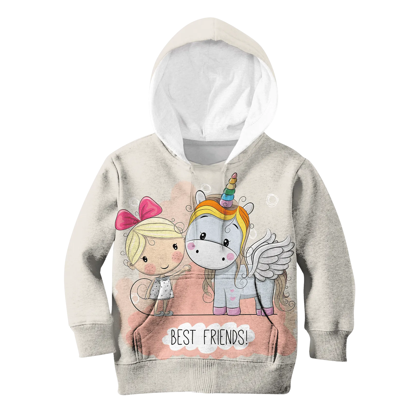 Blonde Girl And Unicorn Are Best Friends Custom Cosplay Kid Hoodie