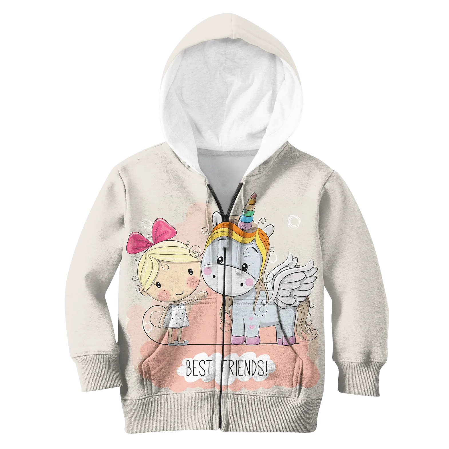 Blonde Girl And Unicorn Are Best Friends Custom Cosplay Kid Hoodie