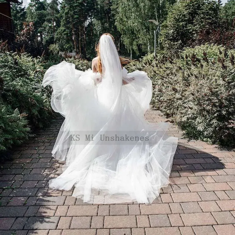 Boho Vintage Wedding Dresses 2022 Fairy Bohemian Lace Wedding Gowns Puff Detachable Long Sleeve Bridal Dress Beach Vestidos
