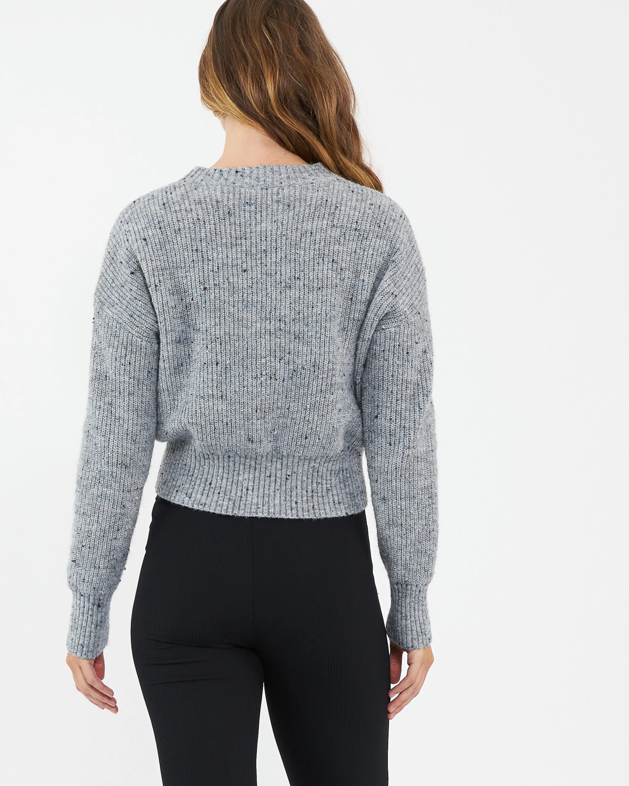 Bonnie Tie Front Knit Grey Marle