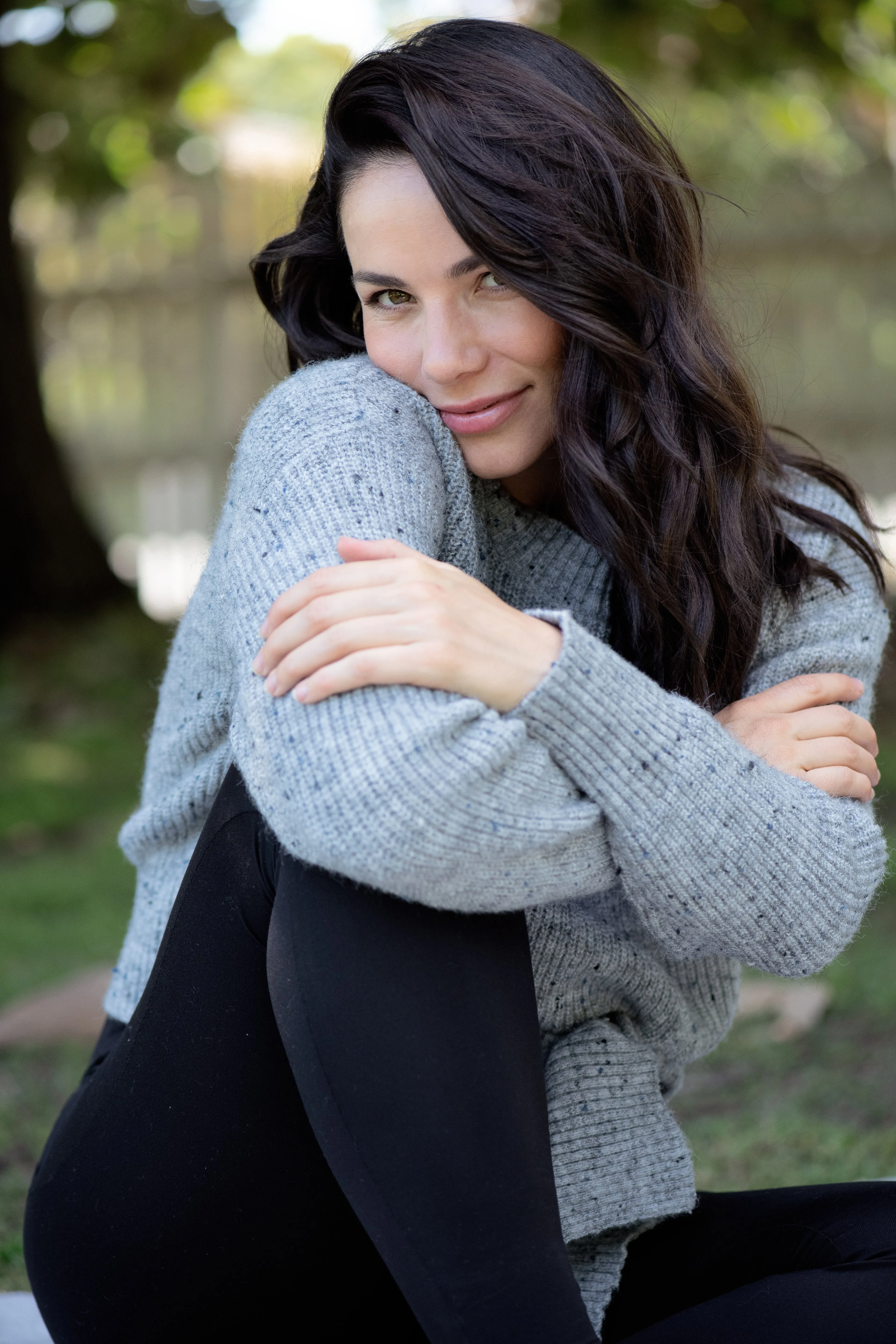 Bonnie Tie Front Knit Grey Marle