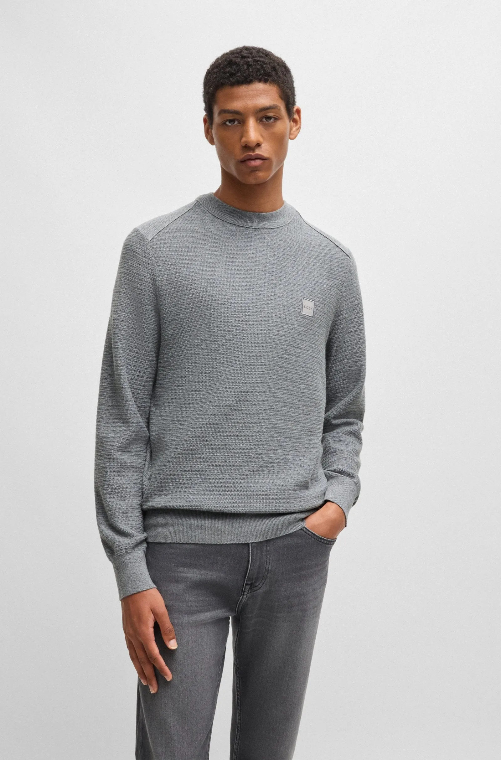 BOSS Sweaters Regular Fit in Cotton Mix - ANION_S 10265864 01-50527584