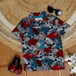 Boys Zebra Printed Shirt Red Blue