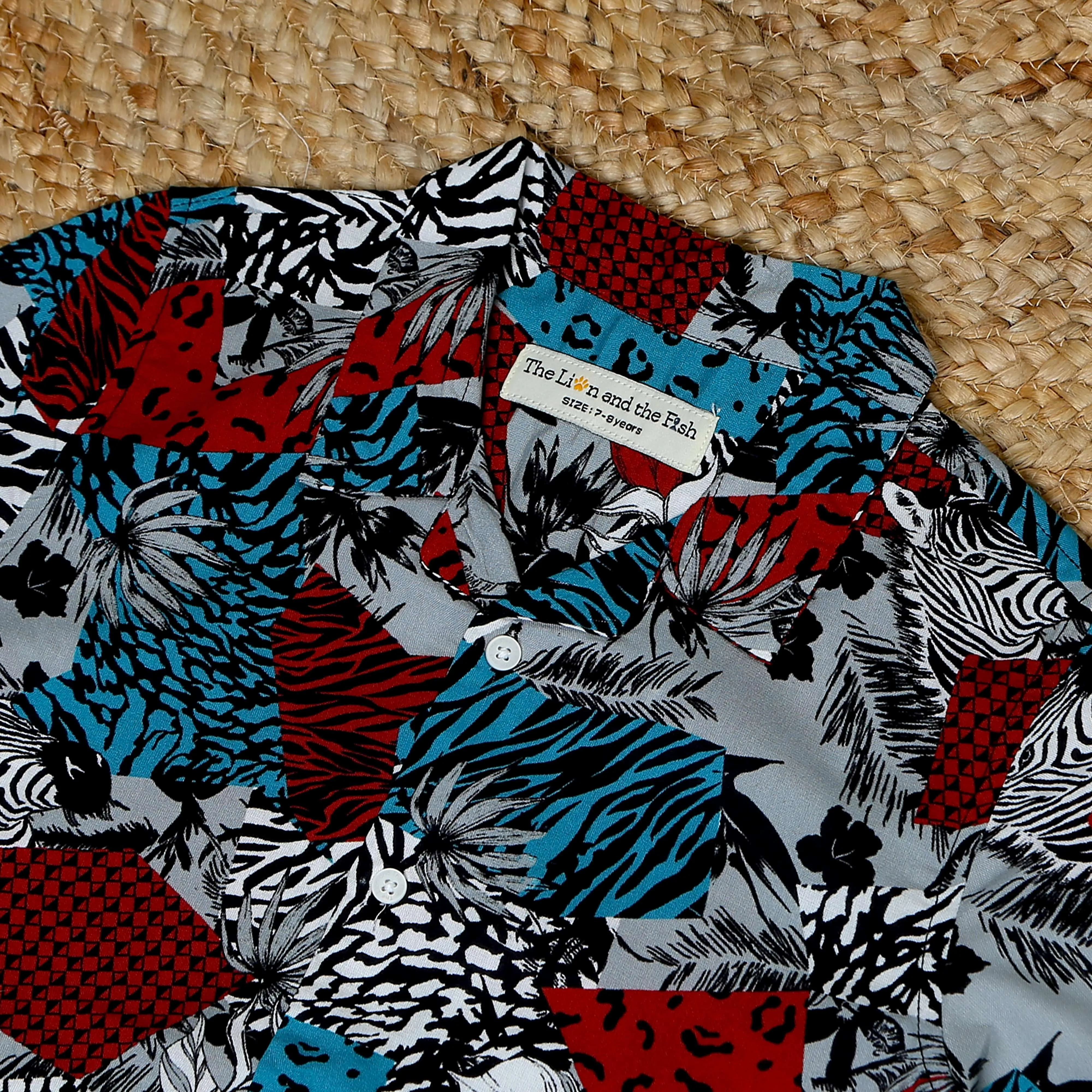 Boys Zebra Printed Shirt Red Blue