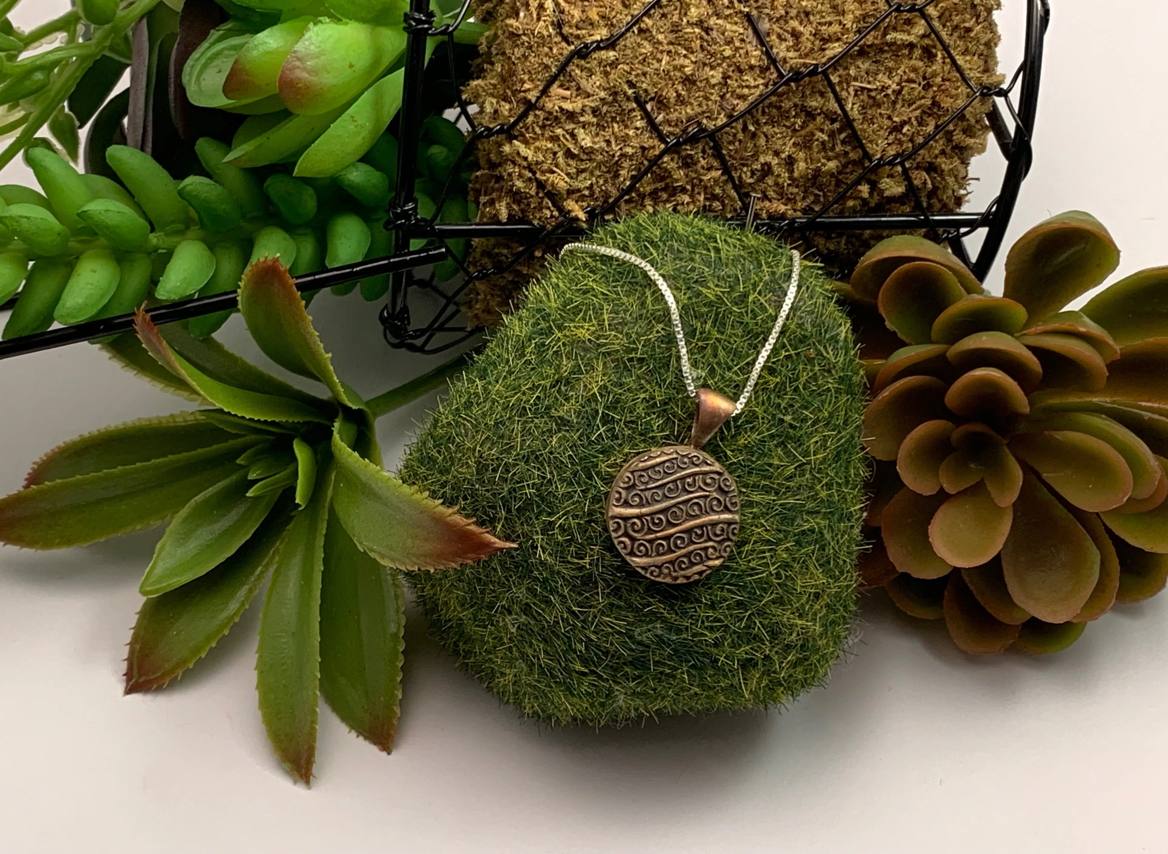 Bronze Textured Swirl Pendant