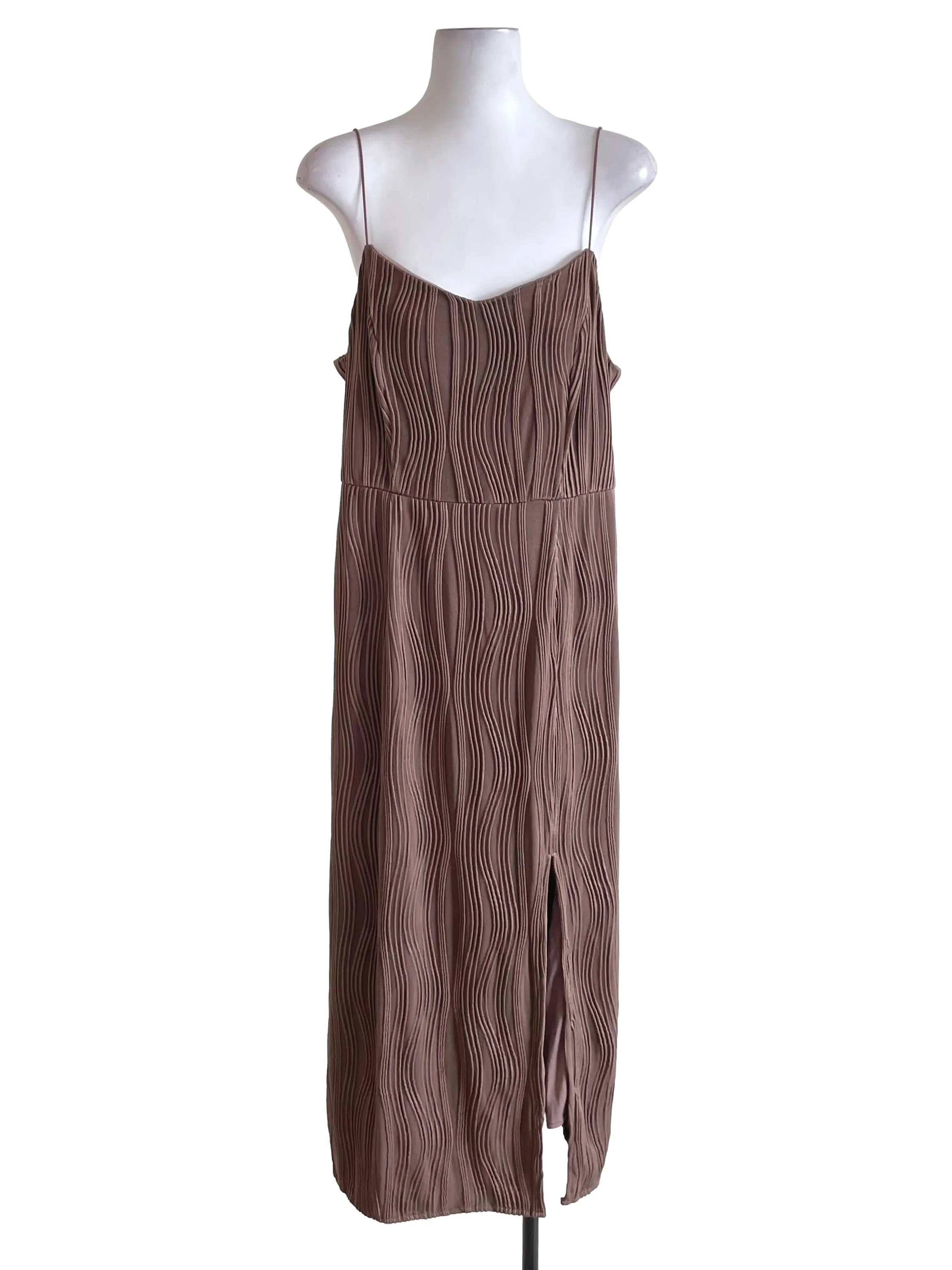 Brown Textured Dress TWL