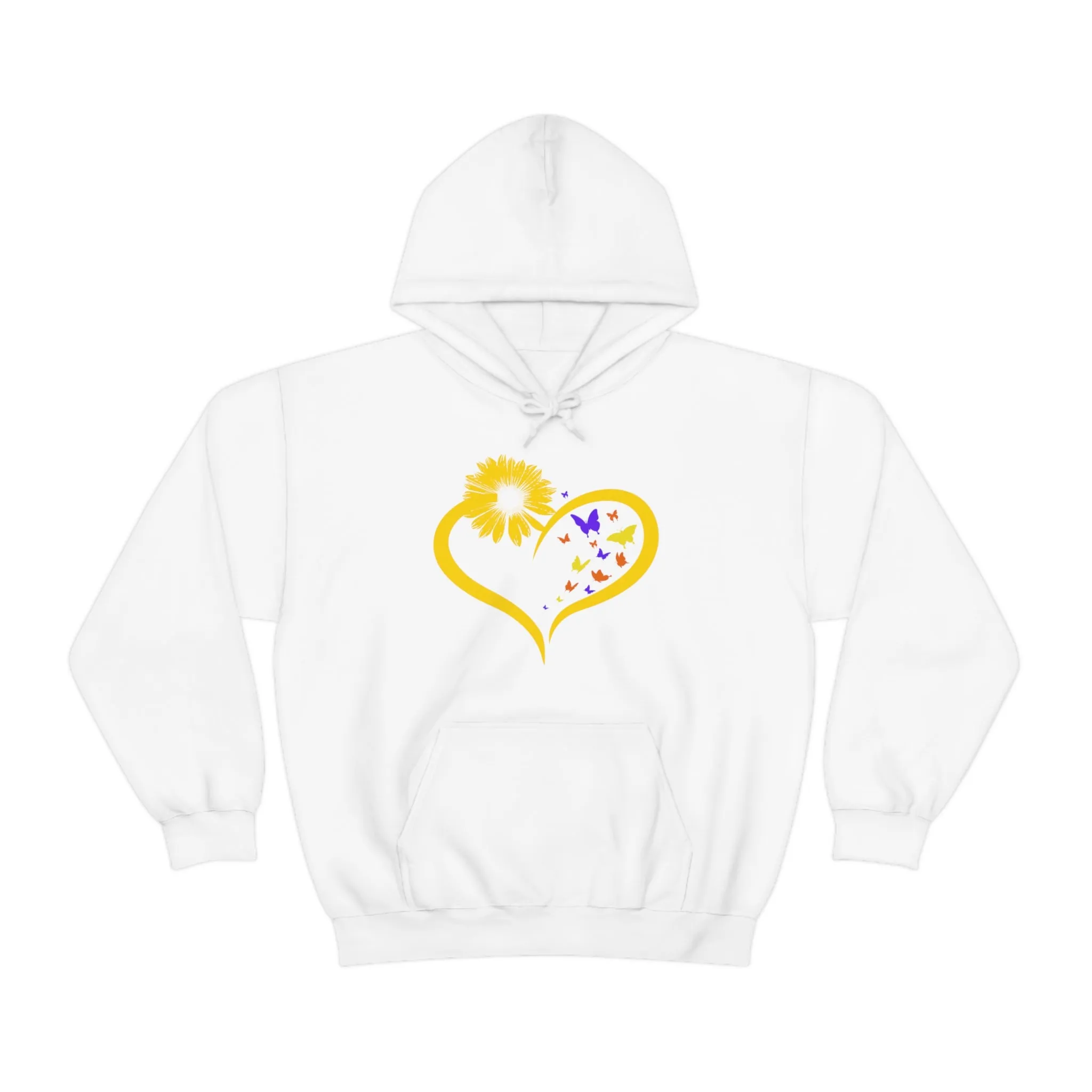 Butterflies Sunflower | Unisex Hooded Hoodie Sweatshirt | Embrace Your Vibe