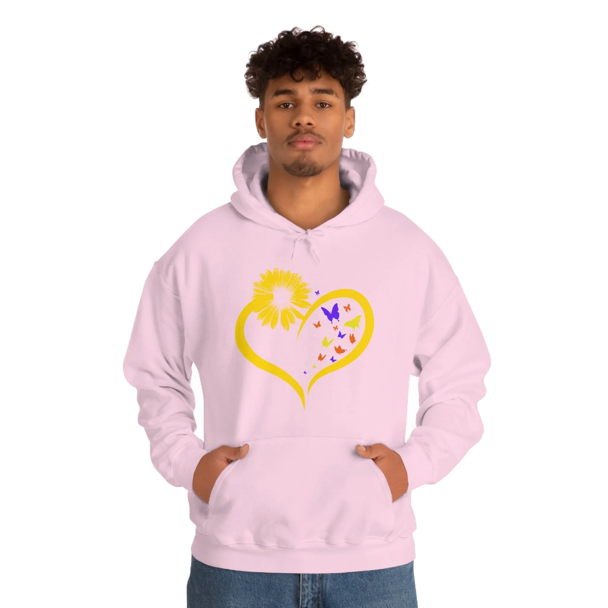 Butterflies Sunflower | Unisex Hooded Hoodie Sweatshirt | Embrace Your Vibe
