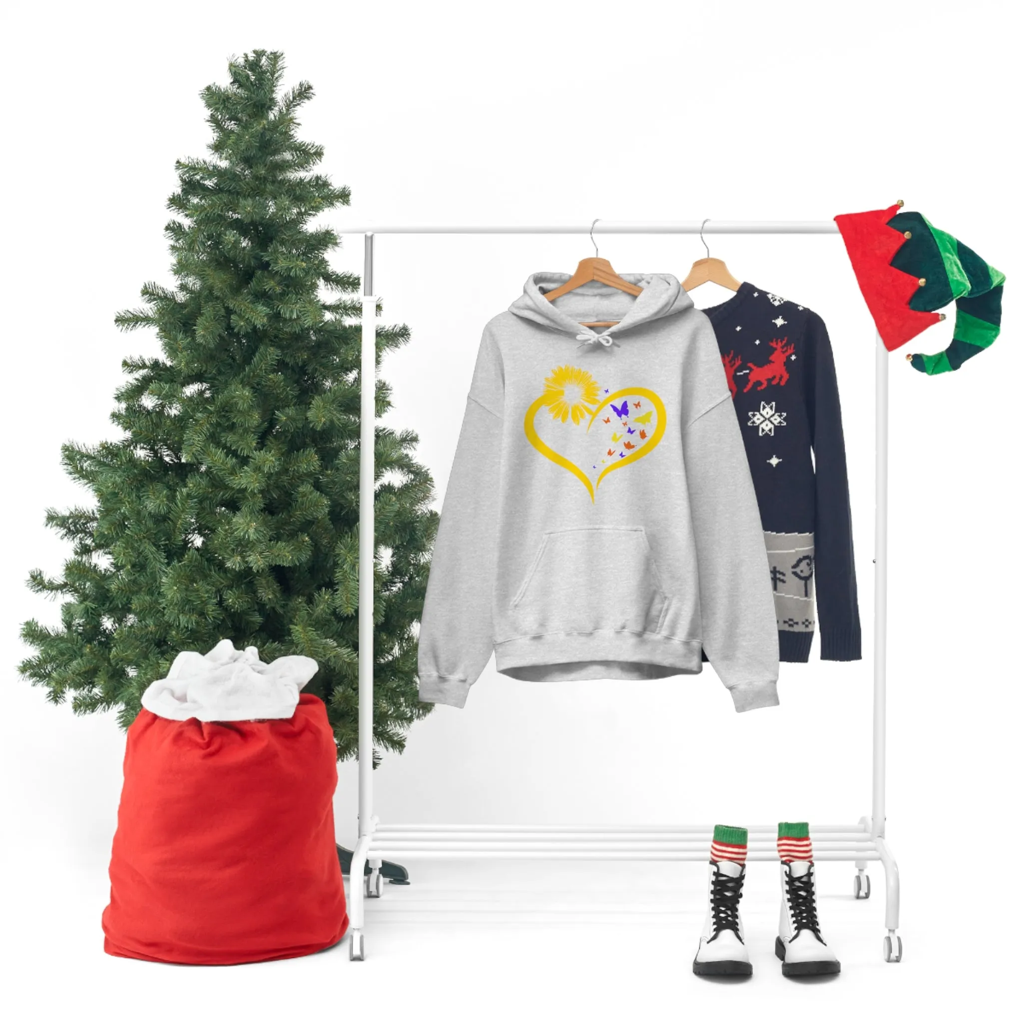 Butterflies Sunflower | Unisex Hooded Hoodie Sweatshirt | Embrace Your Vibe