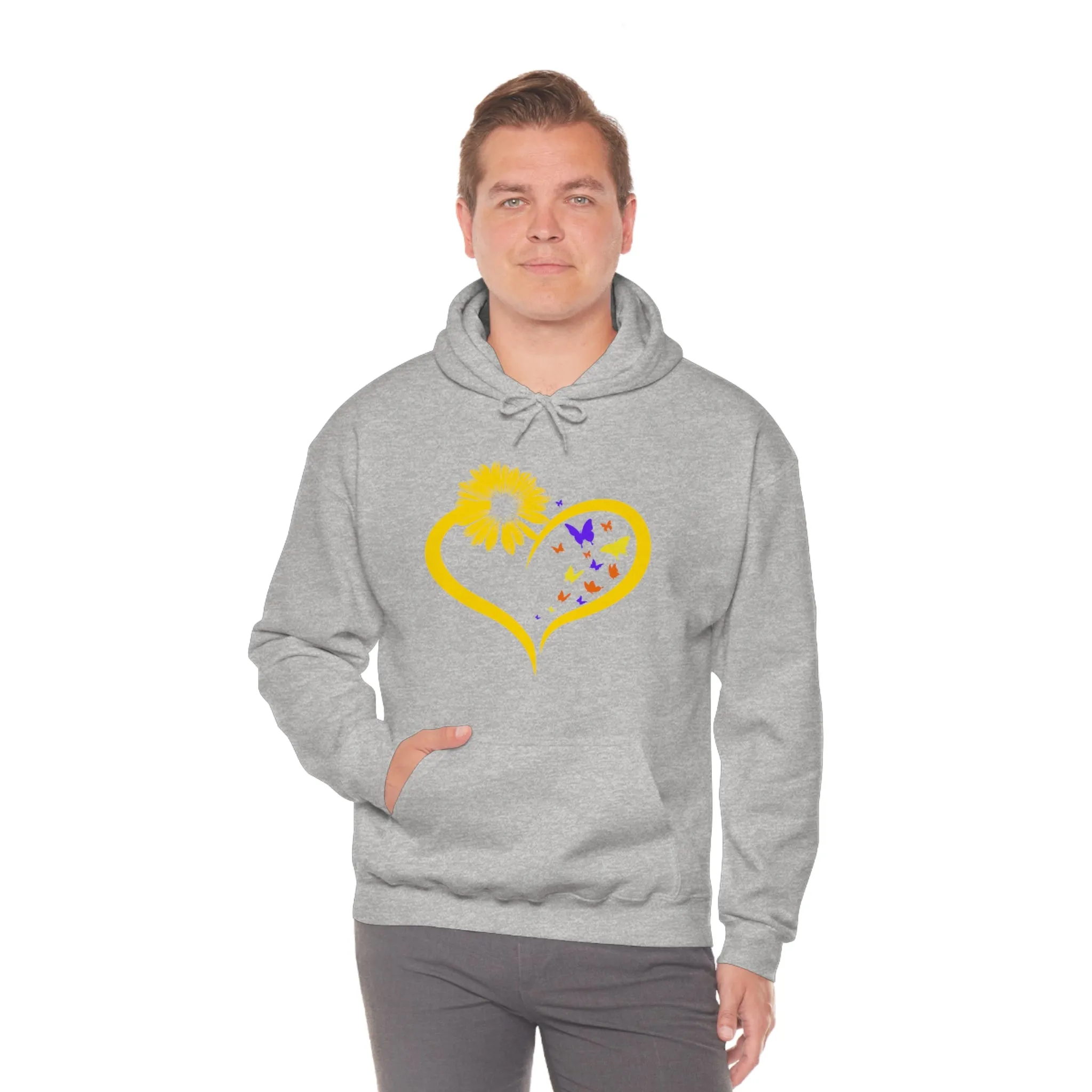 Butterflies Sunflower | Unisex Hooded Hoodie Sweatshirt | Embrace Your Vibe