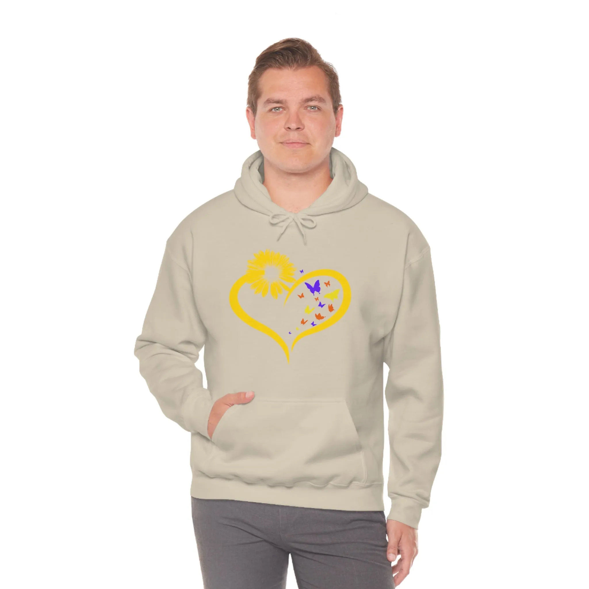 Butterflies Sunflower | Unisex Hooded Hoodie Sweatshirt | Embrace Your Vibe