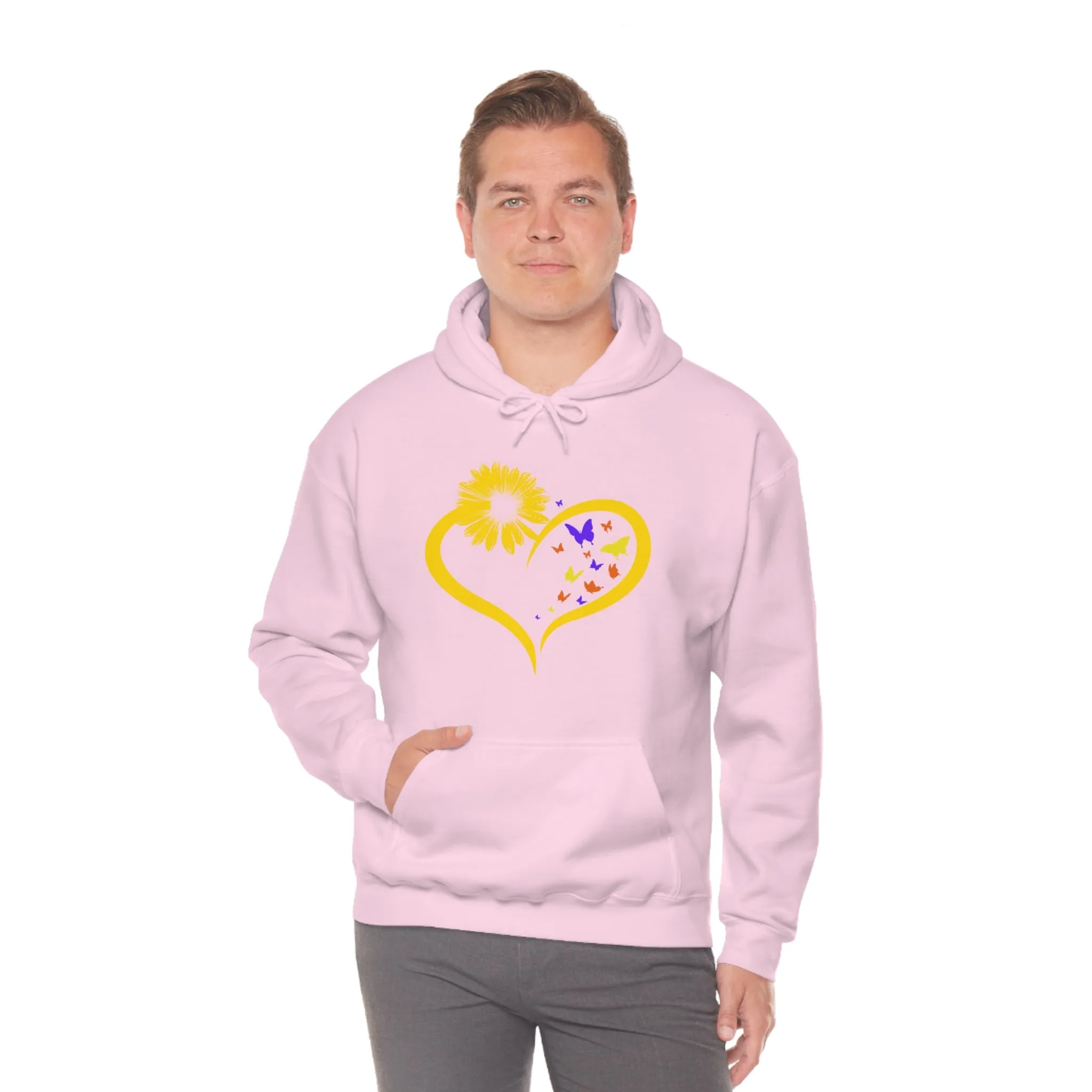 Butterflies Sunflower | Unisex Hooded Hoodie Sweatshirt | Embrace Your Vibe