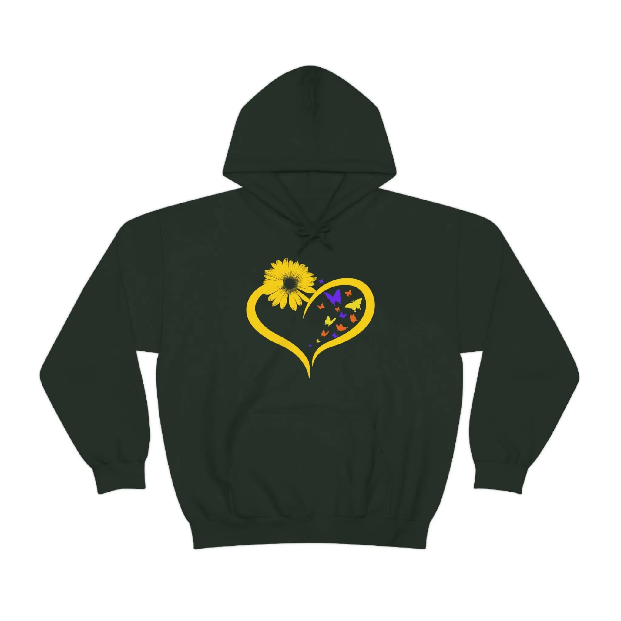 Butterflies Sunflower | Unisex Hooded Hoodie Sweatshirt | Embrace Your Vibe