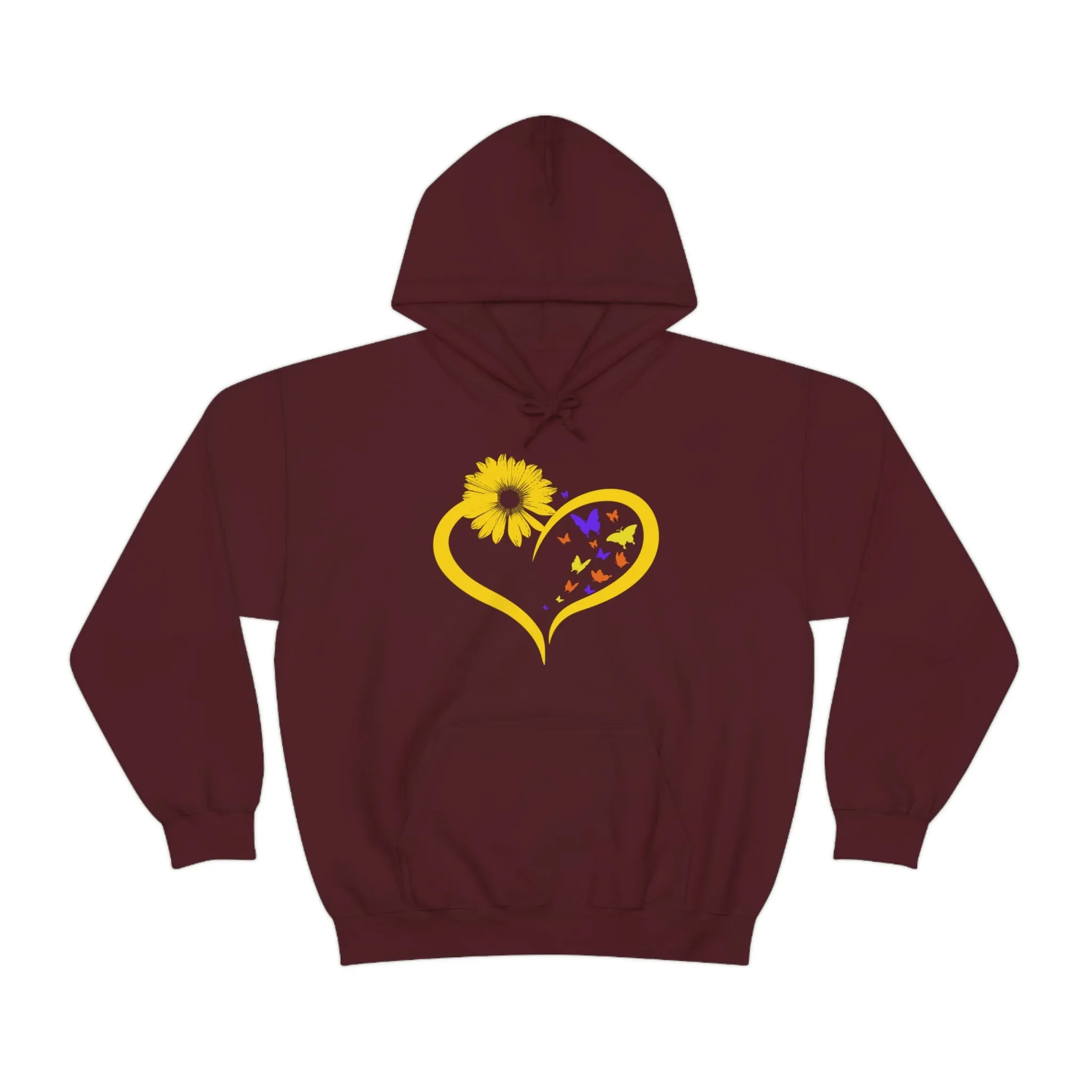 Butterflies Sunflower | Unisex Hooded Hoodie Sweatshirt | Embrace Your Vibe