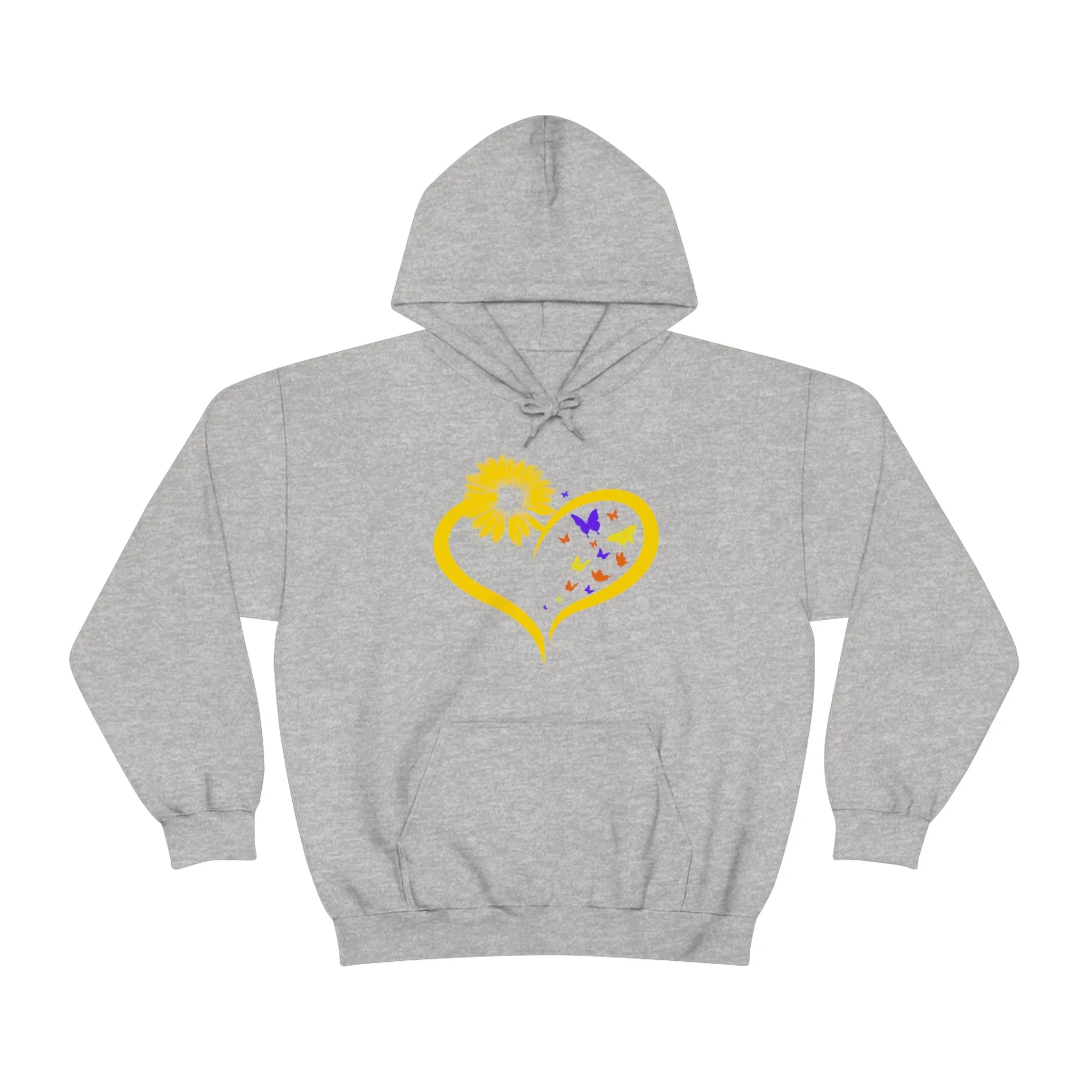 Butterflies Sunflower | Unisex Hooded Hoodie Sweatshirt | Embrace Your Vibe