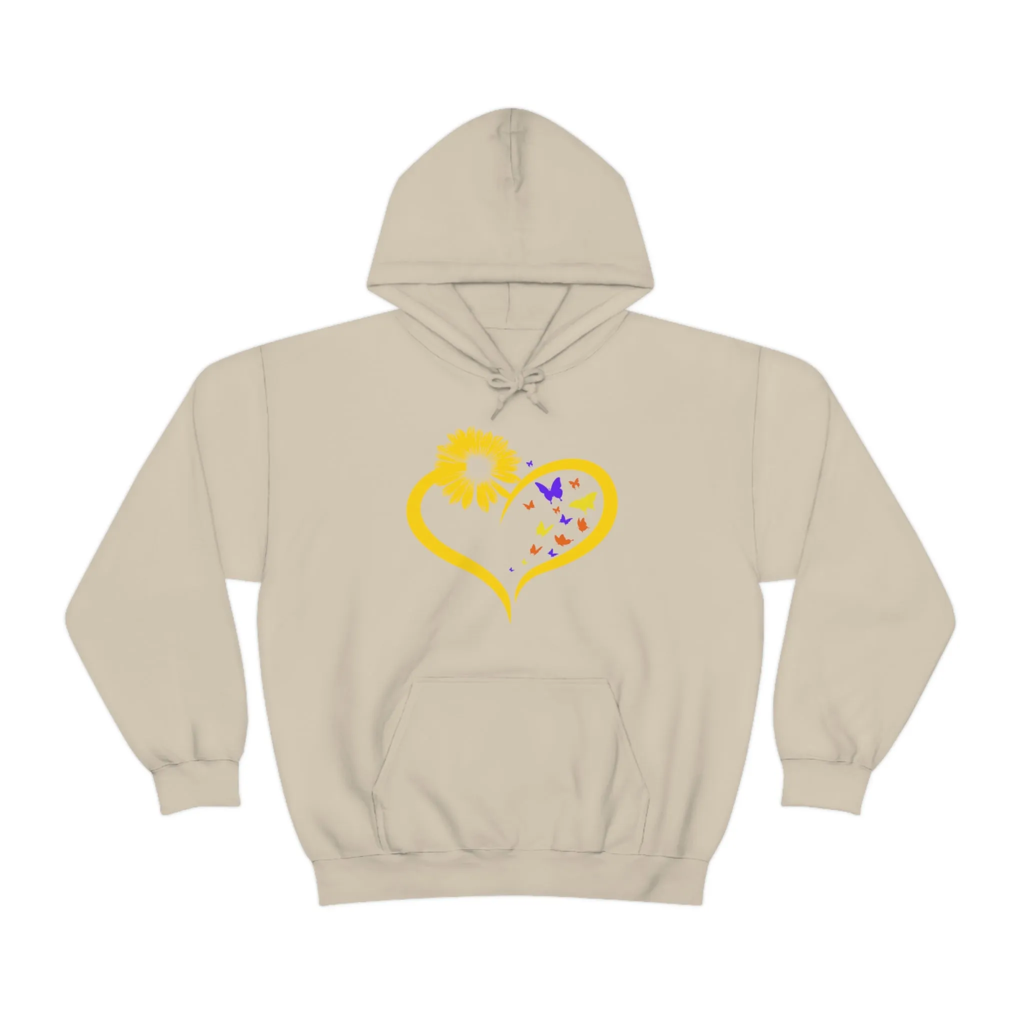 Butterflies Sunflower | Unisex Hooded Hoodie Sweatshirt | Embrace Your Vibe
