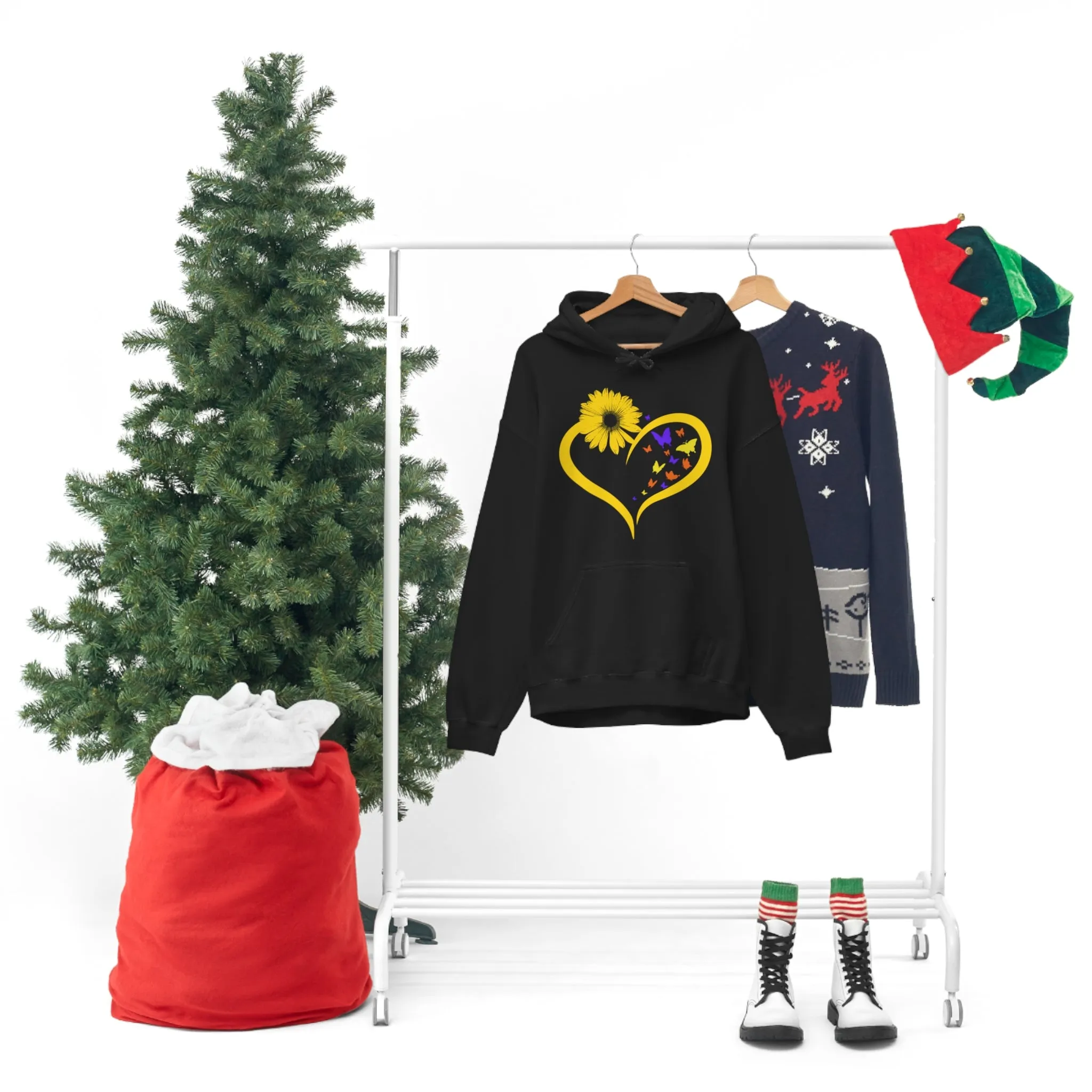 Butterflies Sunflower | Unisex Hooded Hoodie Sweatshirt | Embrace Your Vibe