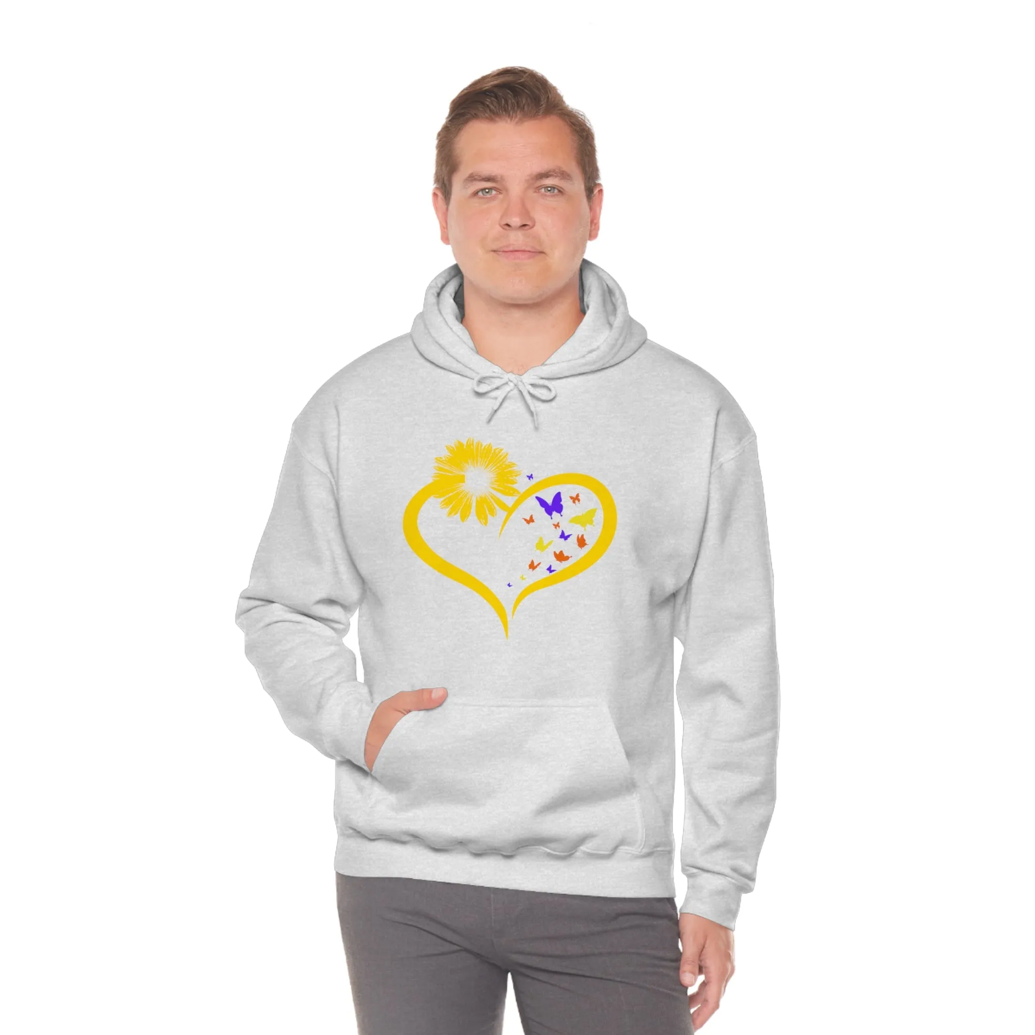 Butterflies Sunflower | Unisex Hooded Hoodie Sweatshirt | Embrace Your Vibe
