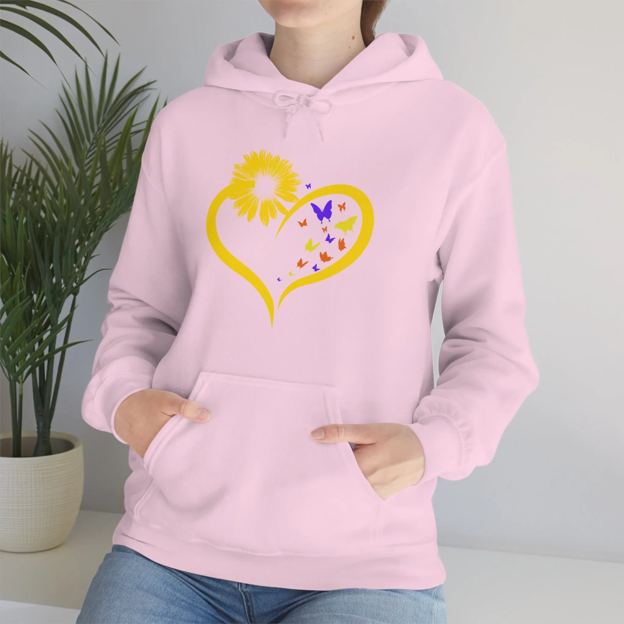 Butterflies Sunflower | Unisex Hooded Hoodie Sweatshirt | Embrace Your Vibe