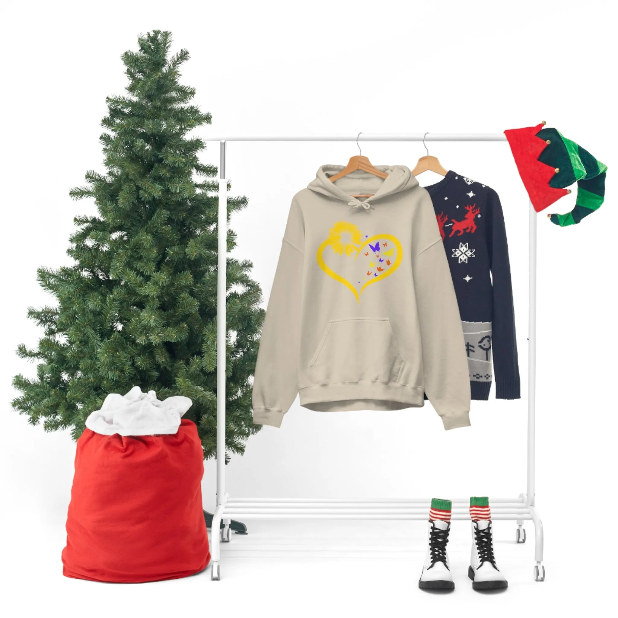 Butterflies Sunflower | Unisex Hooded Hoodie Sweatshirt | Embrace Your Vibe