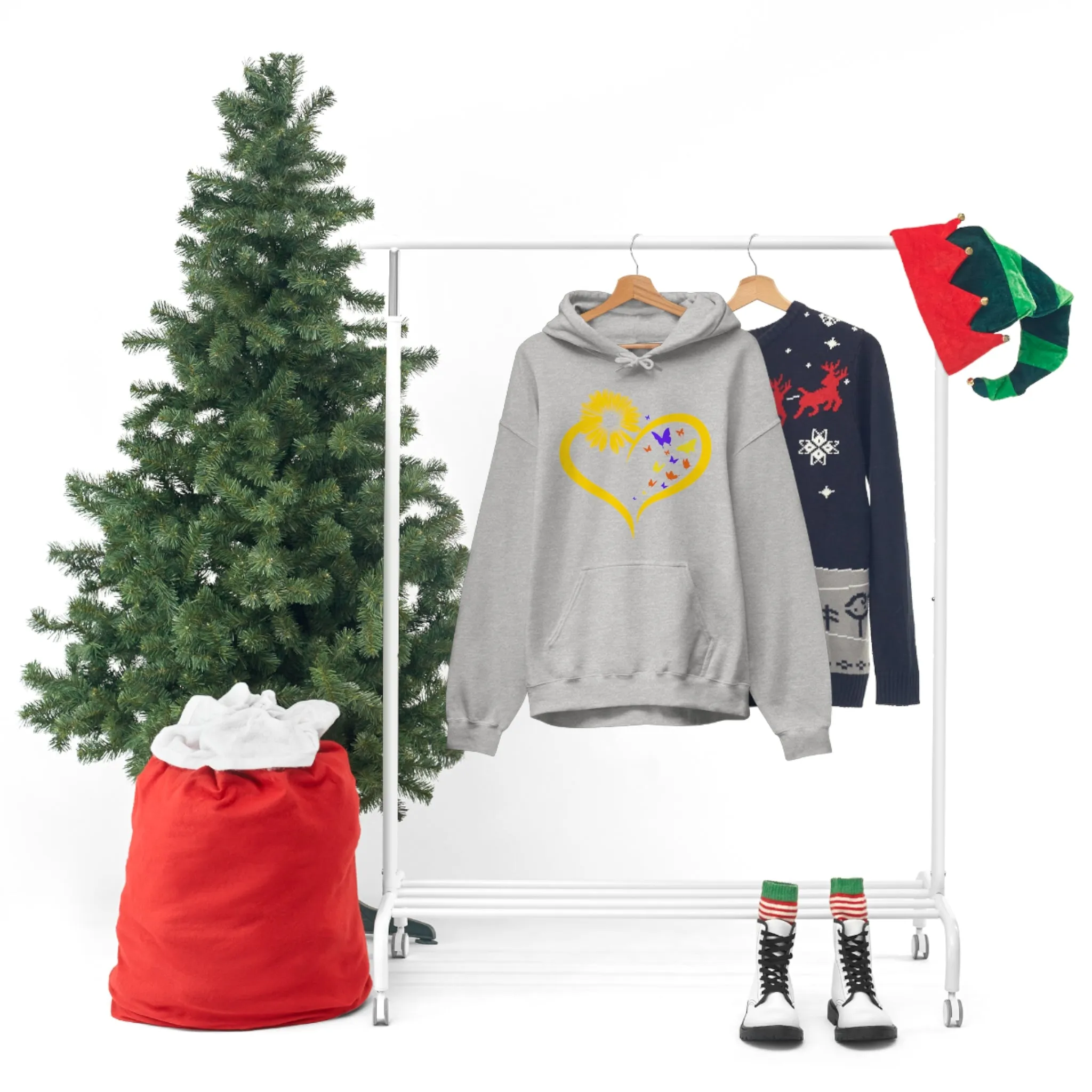 Butterflies Sunflower | Unisex Hooded Hoodie Sweatshirt | Embrace Your Vibe