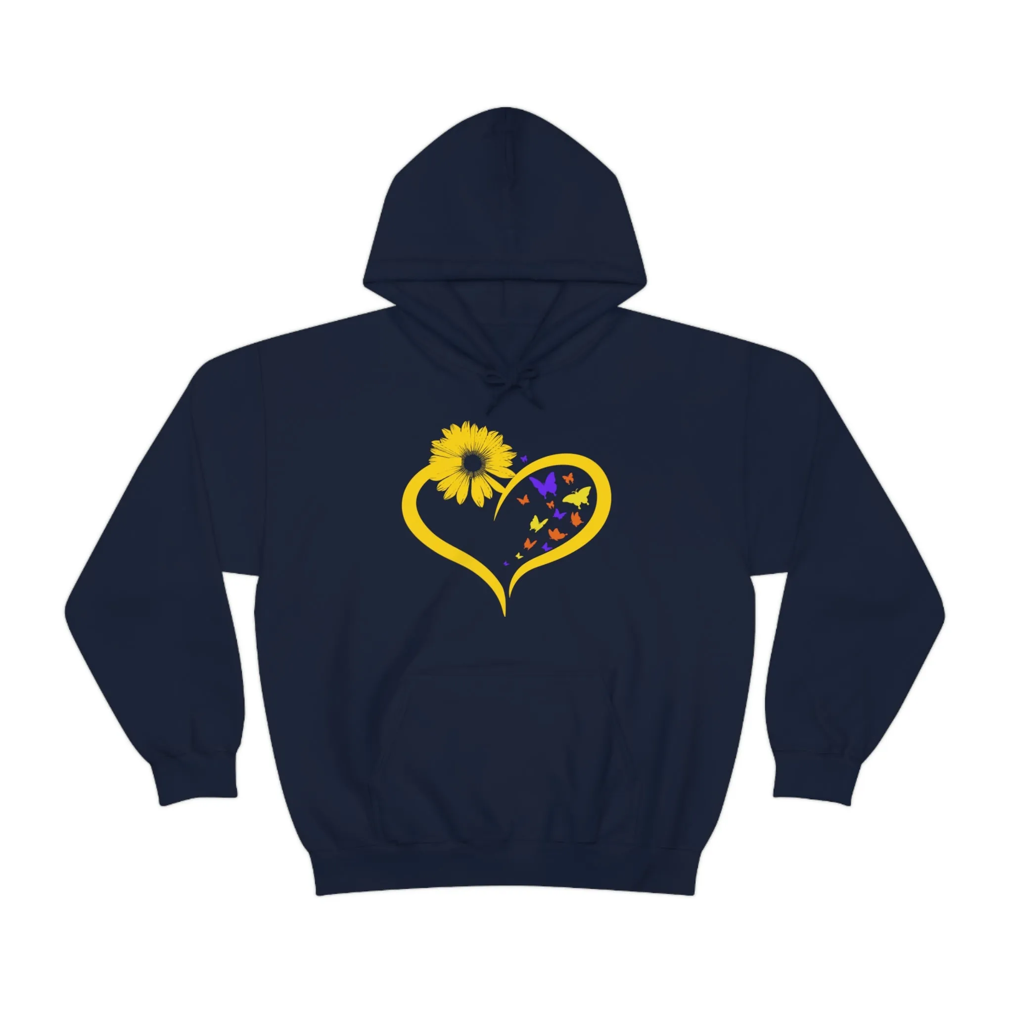 Butterflies Sunflower | Unisex Hooded Hoodie Sweatshirt | Embrace Your Vibe