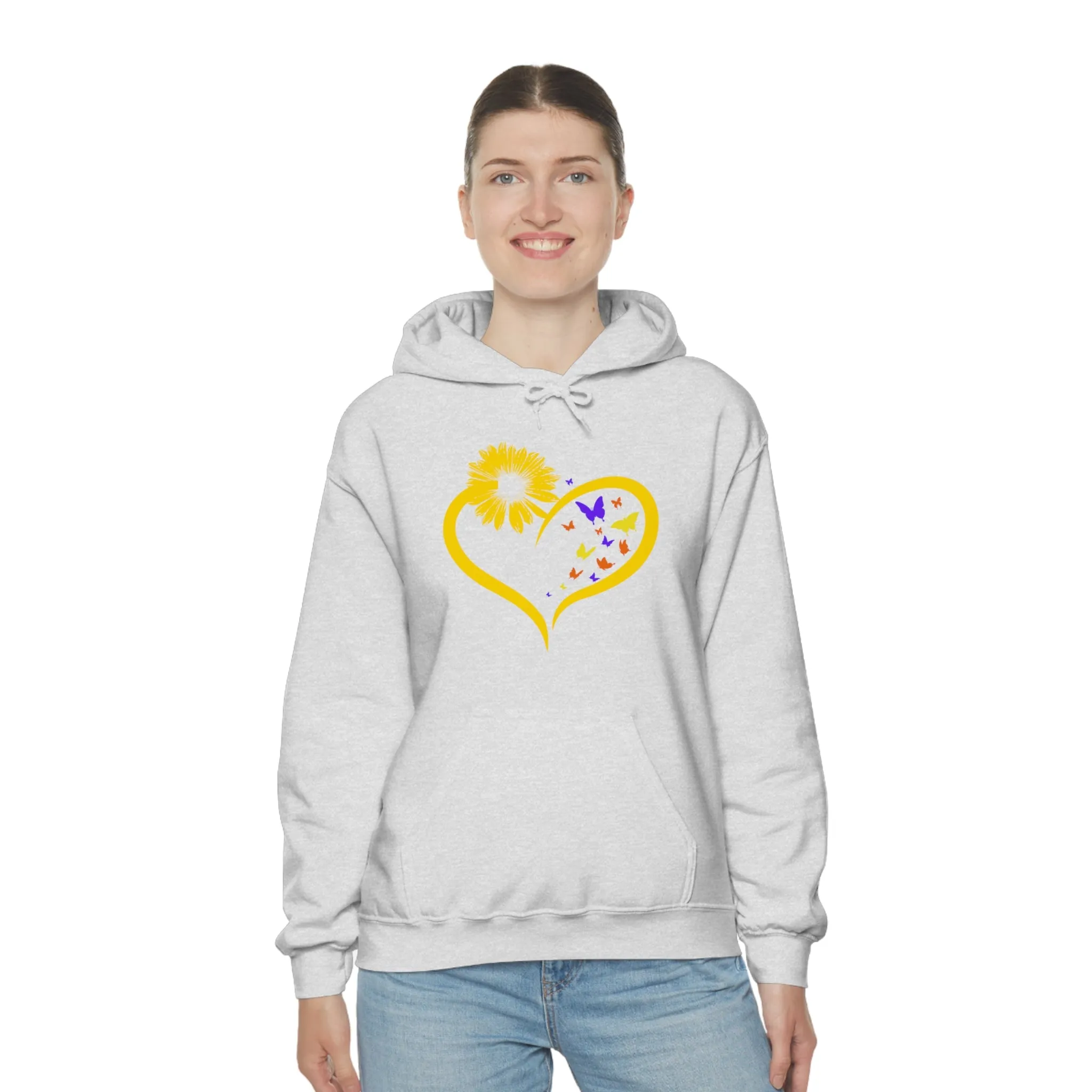 Butterflies Sunflower | Unisex Hooded Hoodie Sweatshirt | Embrace Your Vibe