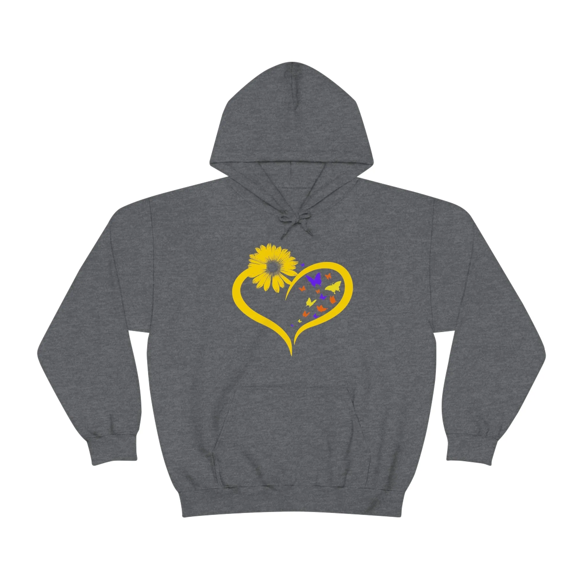 Butterflies Sunflower | Unisex Hooded Hoodie Sweatshirt | Embrace Your Vibe