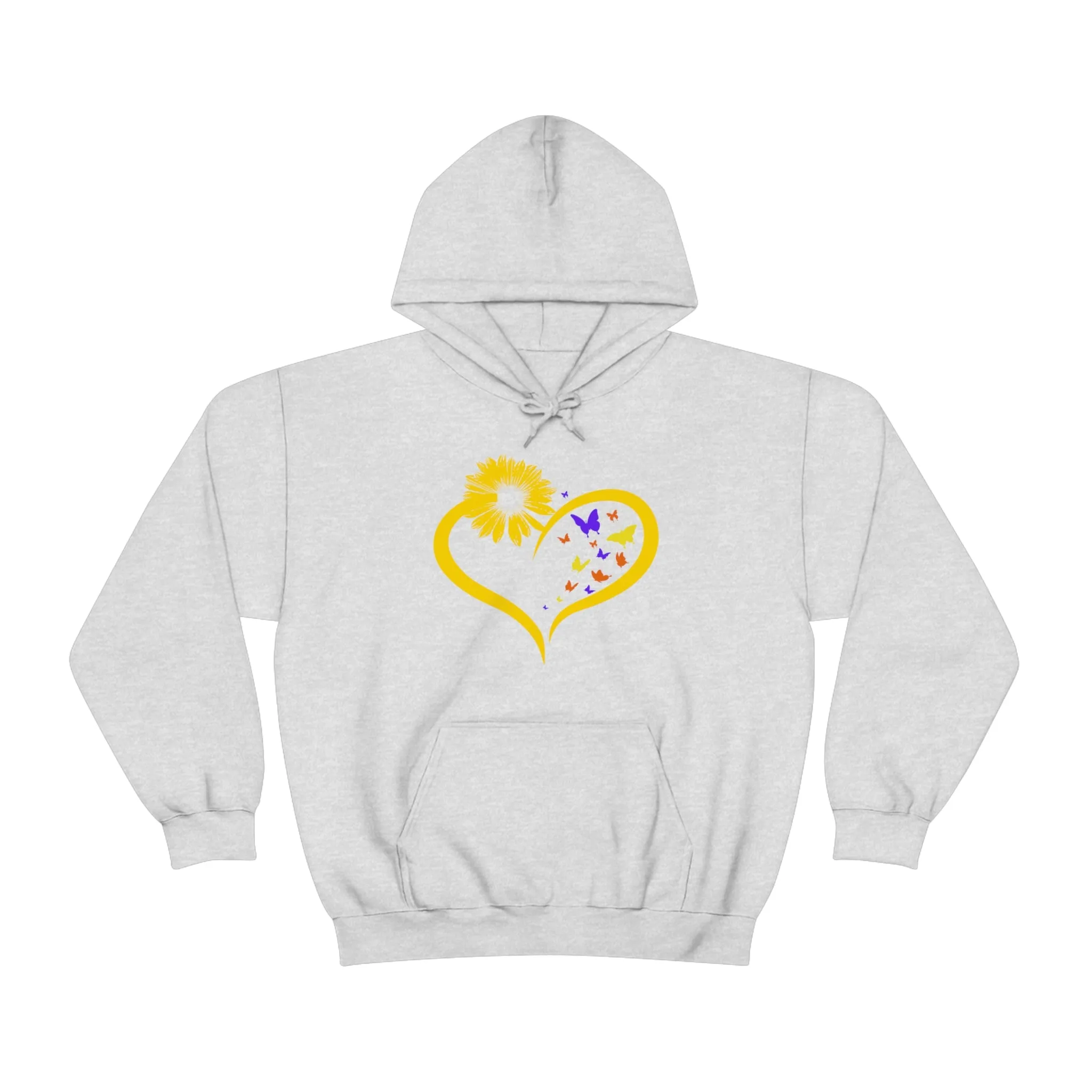 Butterflies Sunflower | Unisex Hooded Hoodie Sweatshirt | Embrace Your Vibe