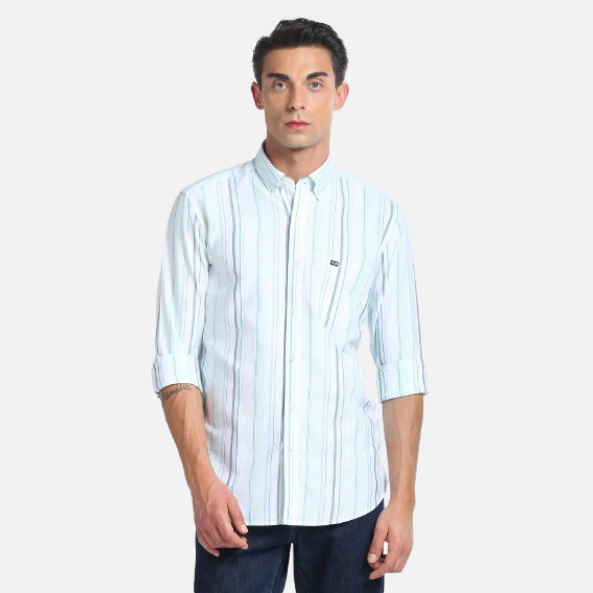 Button Down Collar Striped Shirt