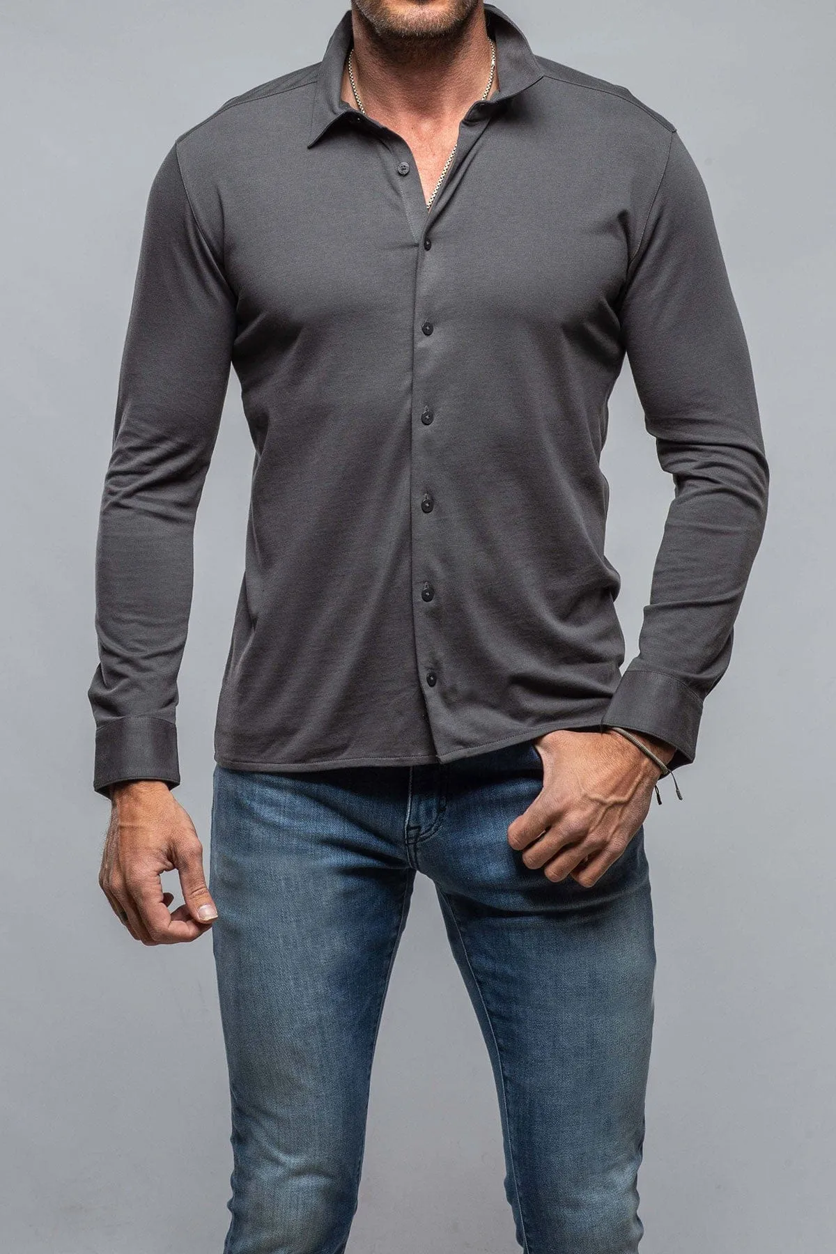 Cambria Button Up Polo in Grey