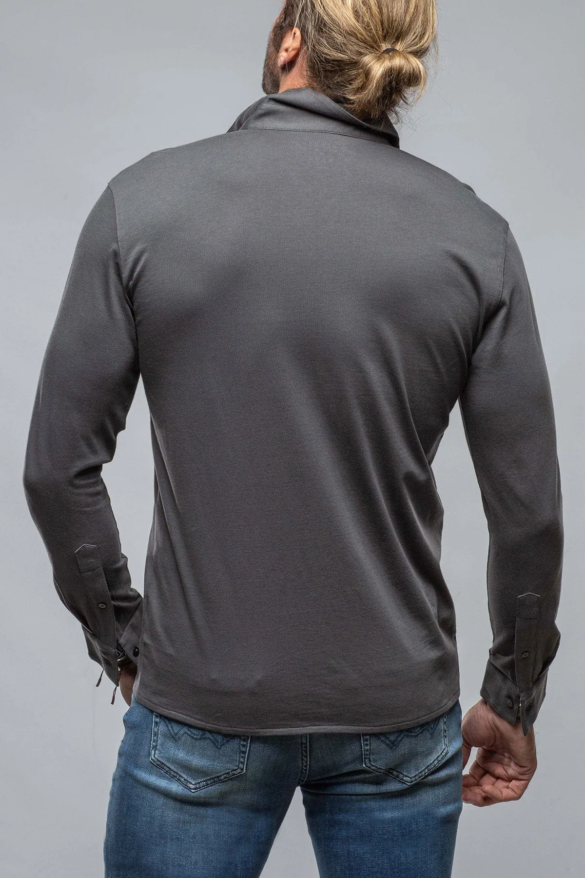 Cambria Button Up Polo in Grey