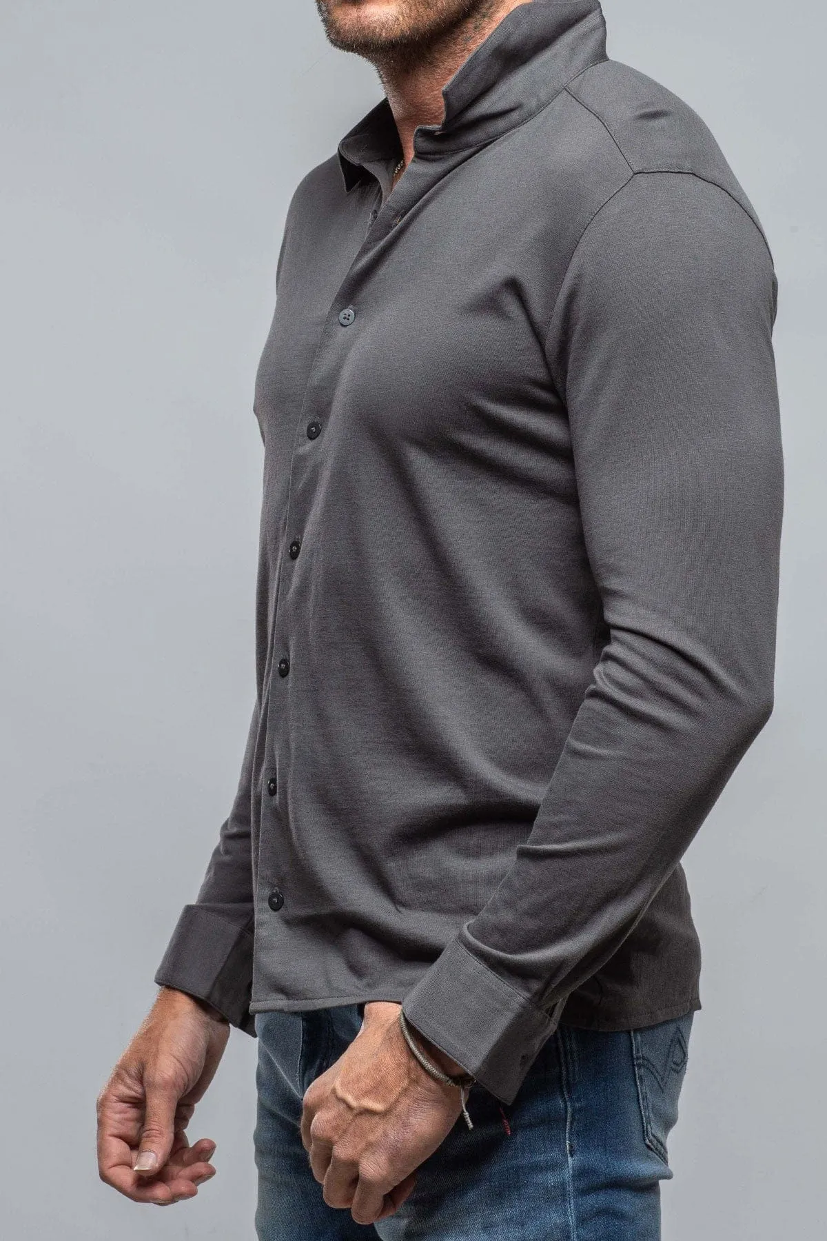 Cambria Button Up Polo in Grey