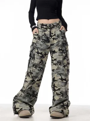 Camouflage Wide-Leg Cargo Pants