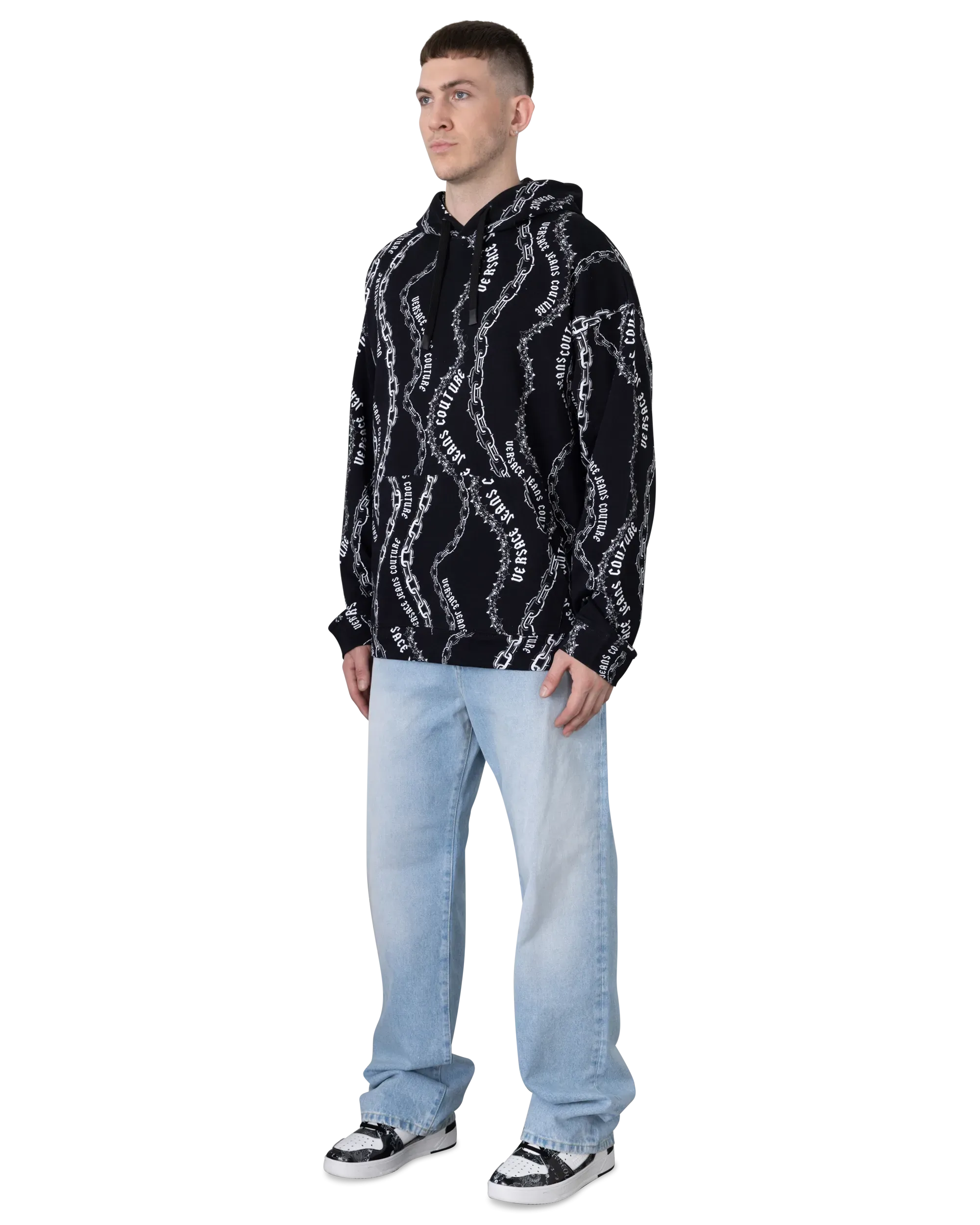 Chain Couture Loose-Fit Hoodie