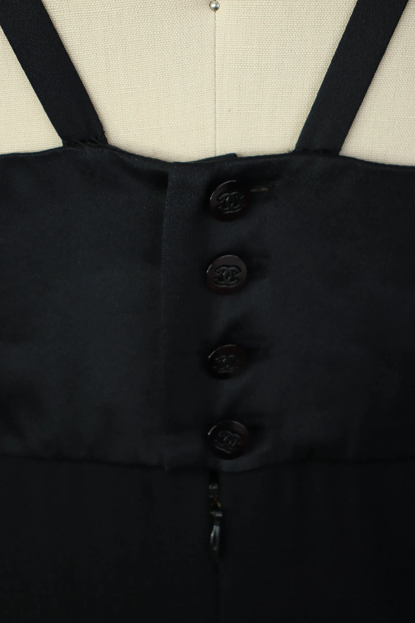 Chanel Satin Paneled Little Black Dress*