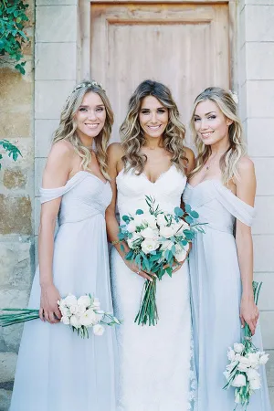 Cheap Chiffon Light Blue A-line Floor-length Bridesmaid Dresses,MBD113