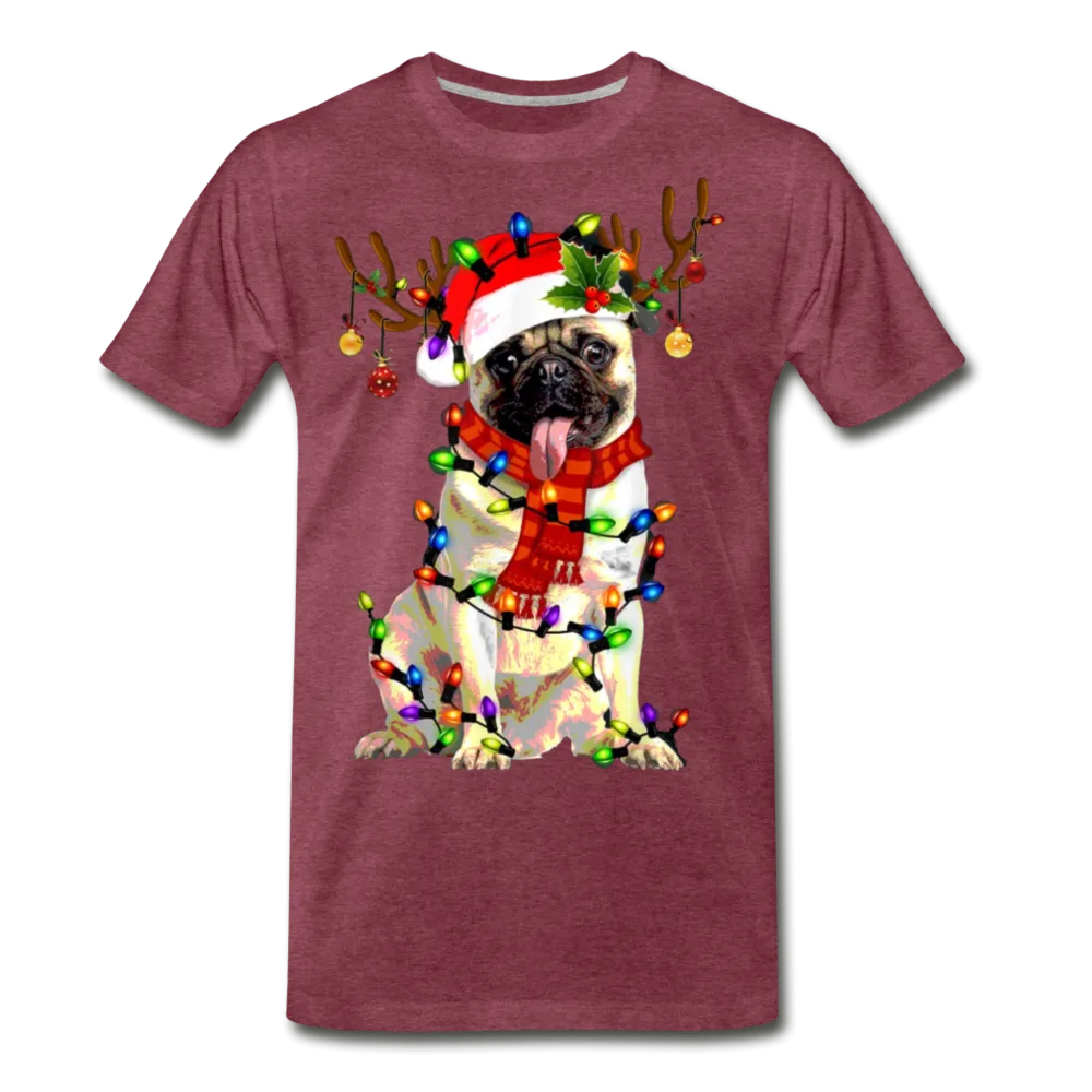 Christmas Pug Love Funny Christmas Men/Unisex Premium T-shirt.