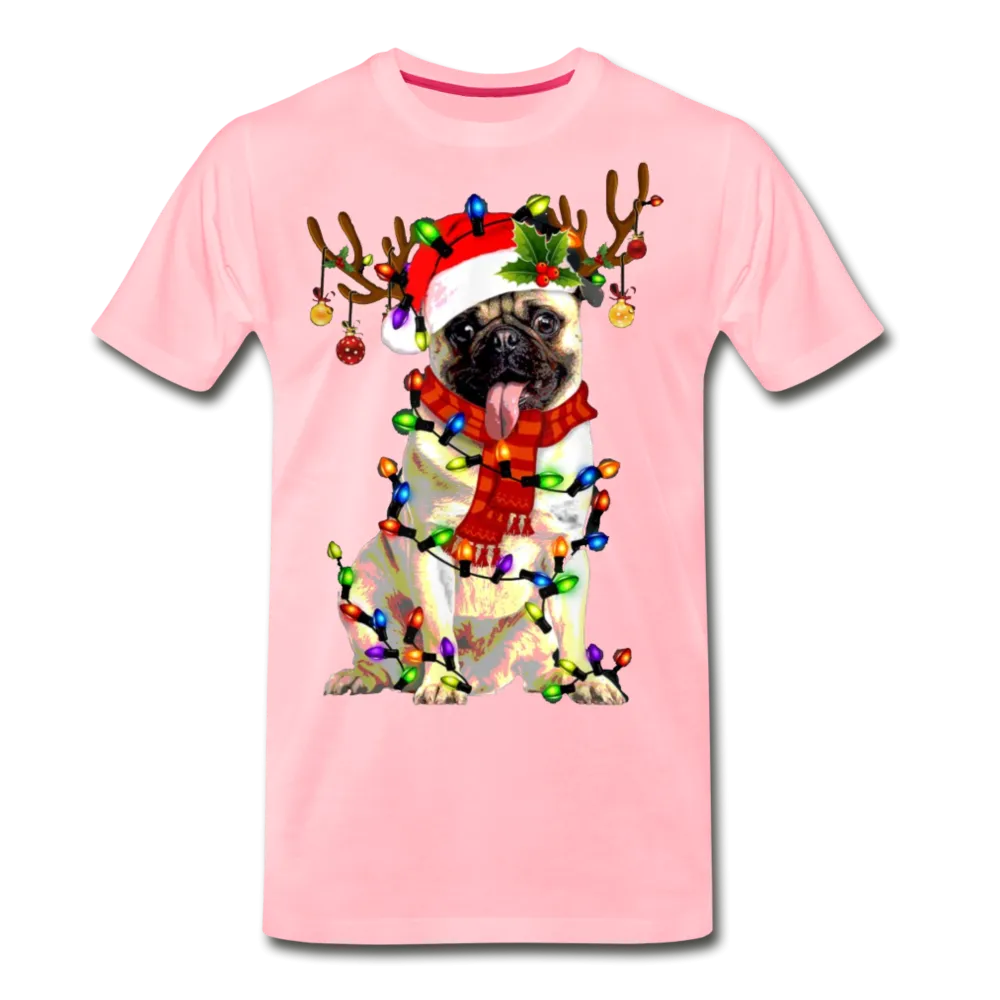 Christmas Pug Love Funny Christmas Men/Unisex Premium T-shirt.